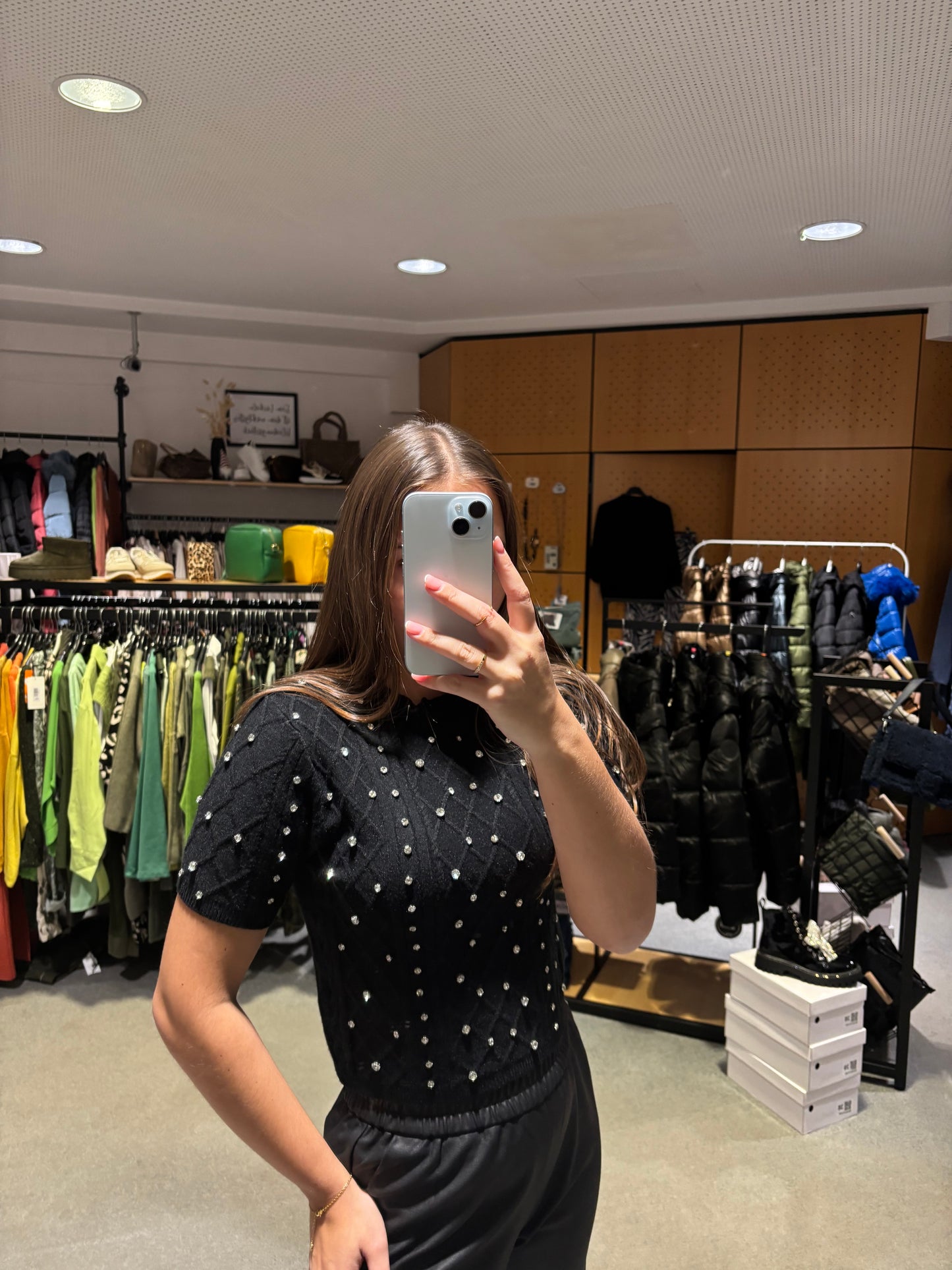 Kurzarmpullover Schwarz