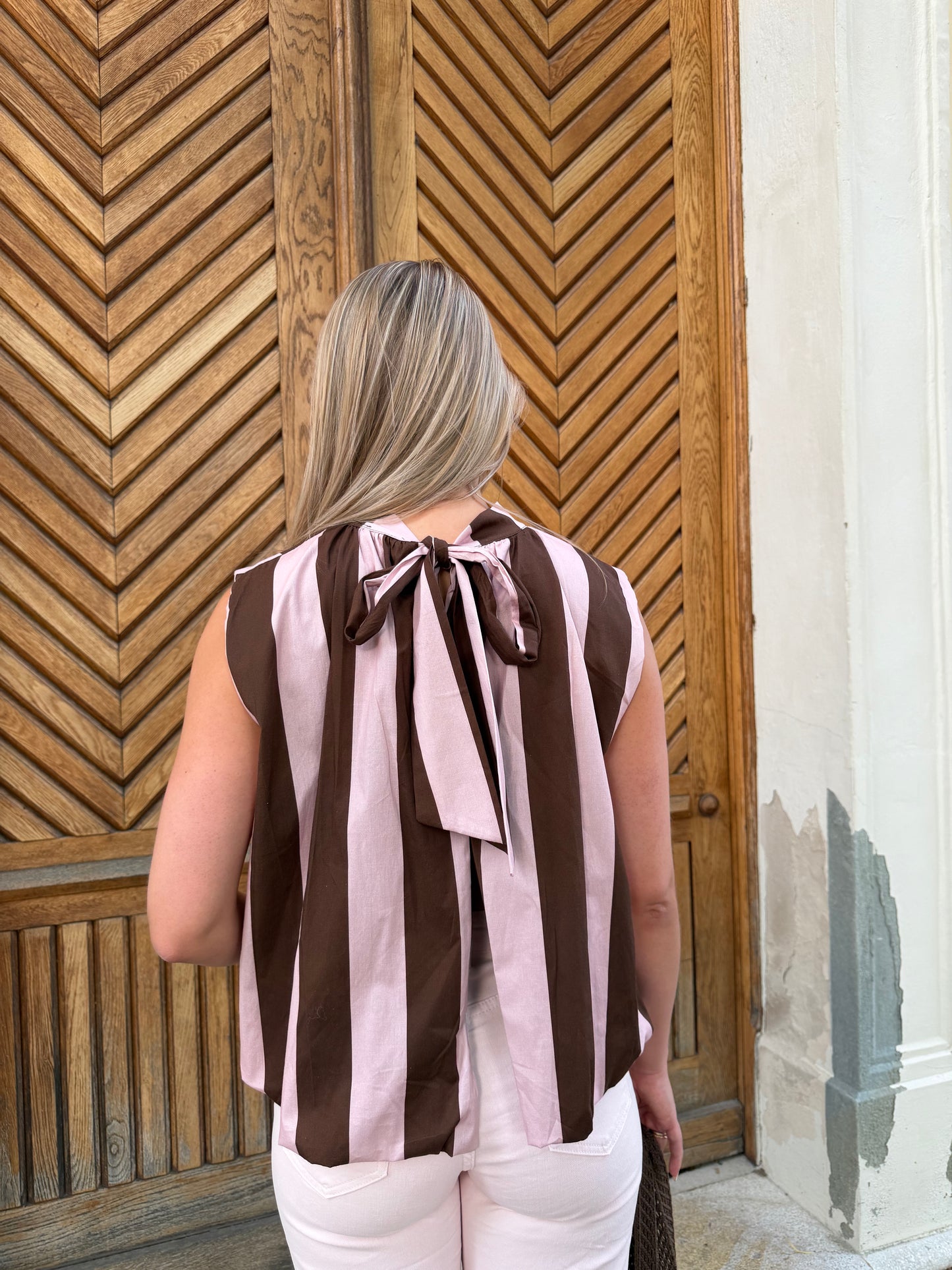 Bluse "Openstripe" Rosa