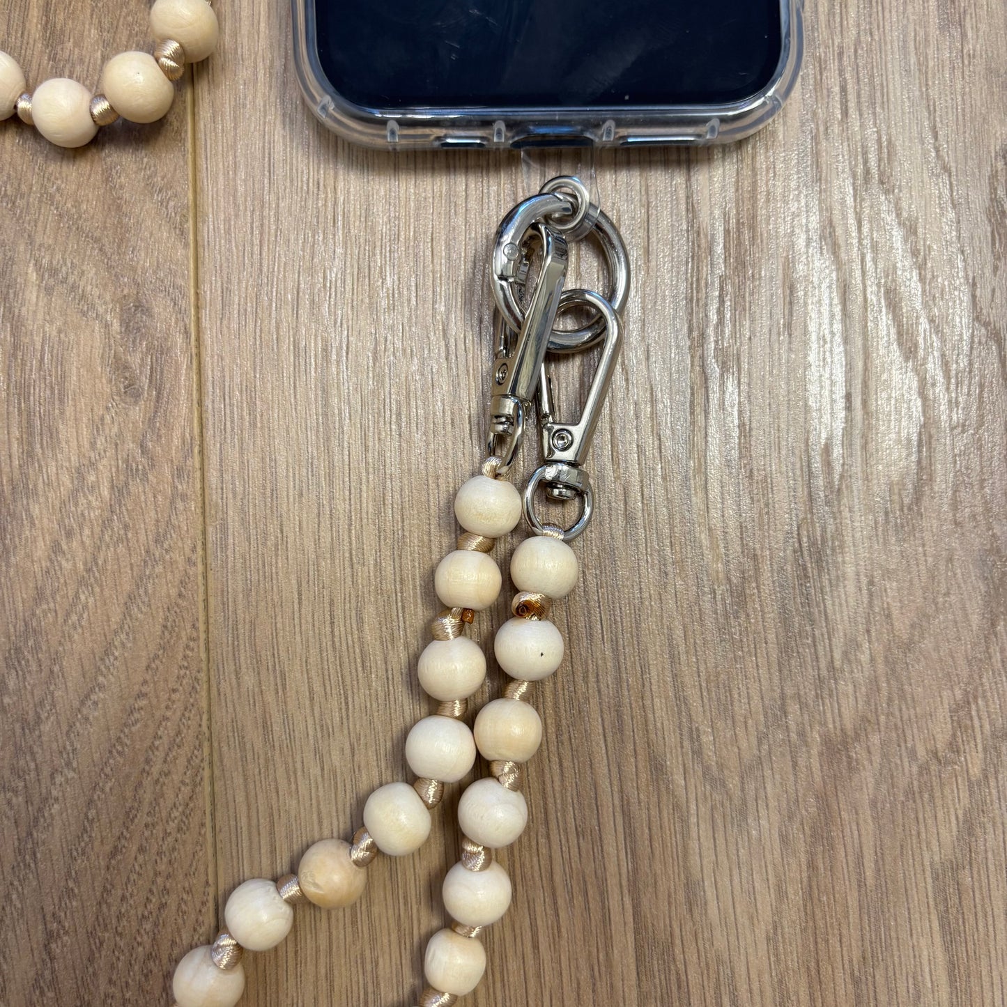 Handykette mit kleinen Holzkugeln Neutral