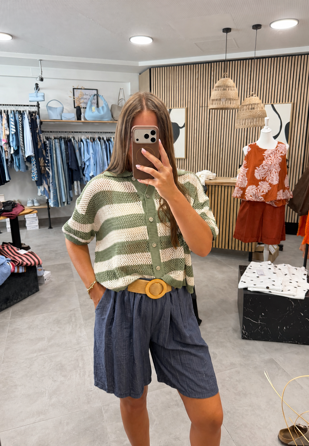 Shorts "Beigebelt" Dunkelblau