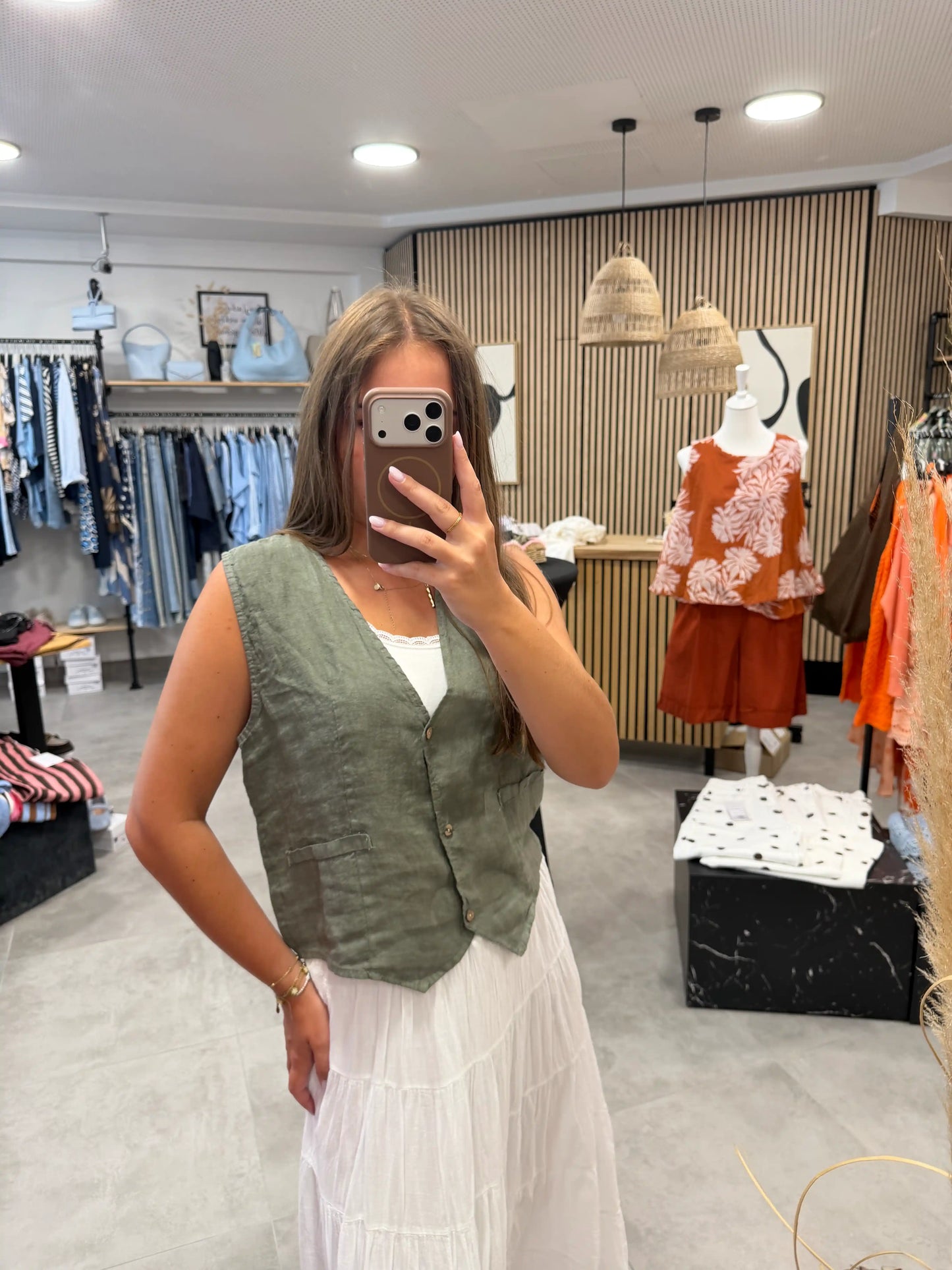 Leinengilet Olivegrün