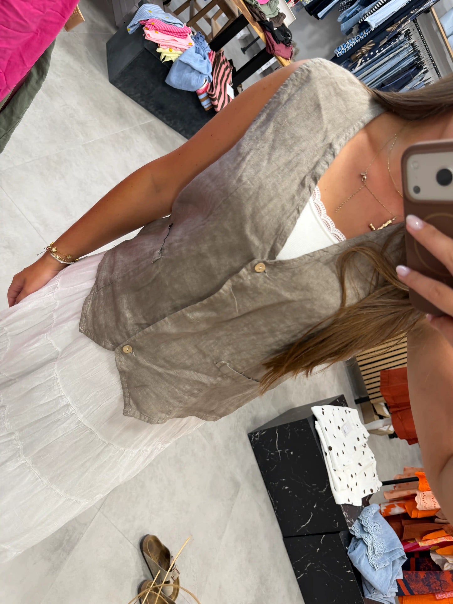 Leinengilet Taupe