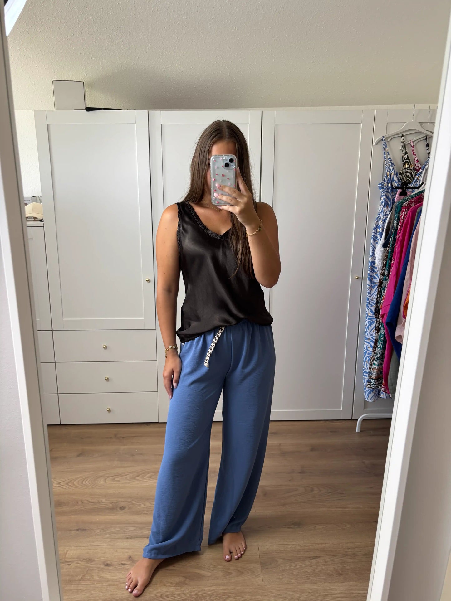 Wide-Leg-Hose "Classy" Mittelblau