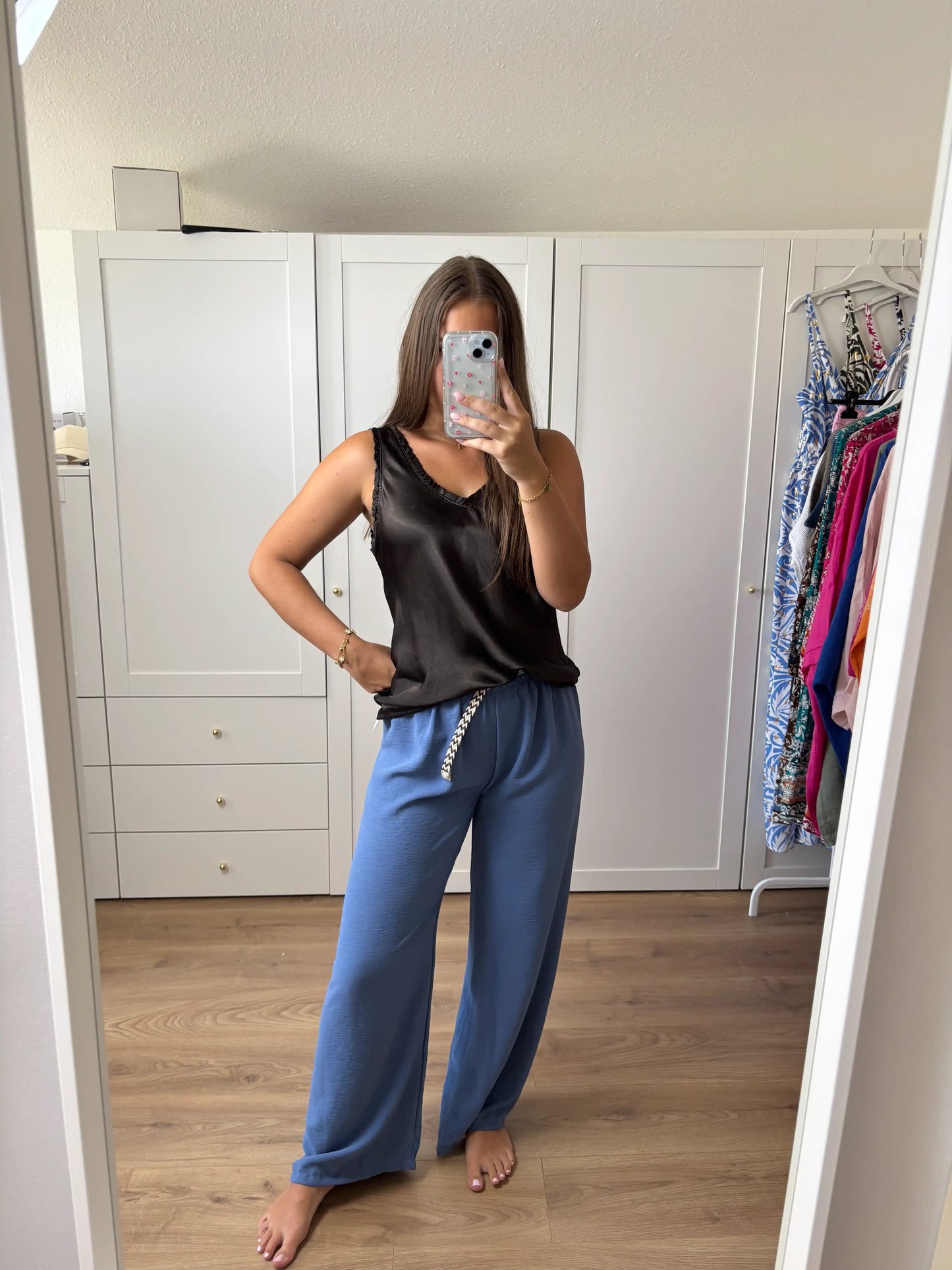 Wide-Leg-Hose "Classy" Mittelblau