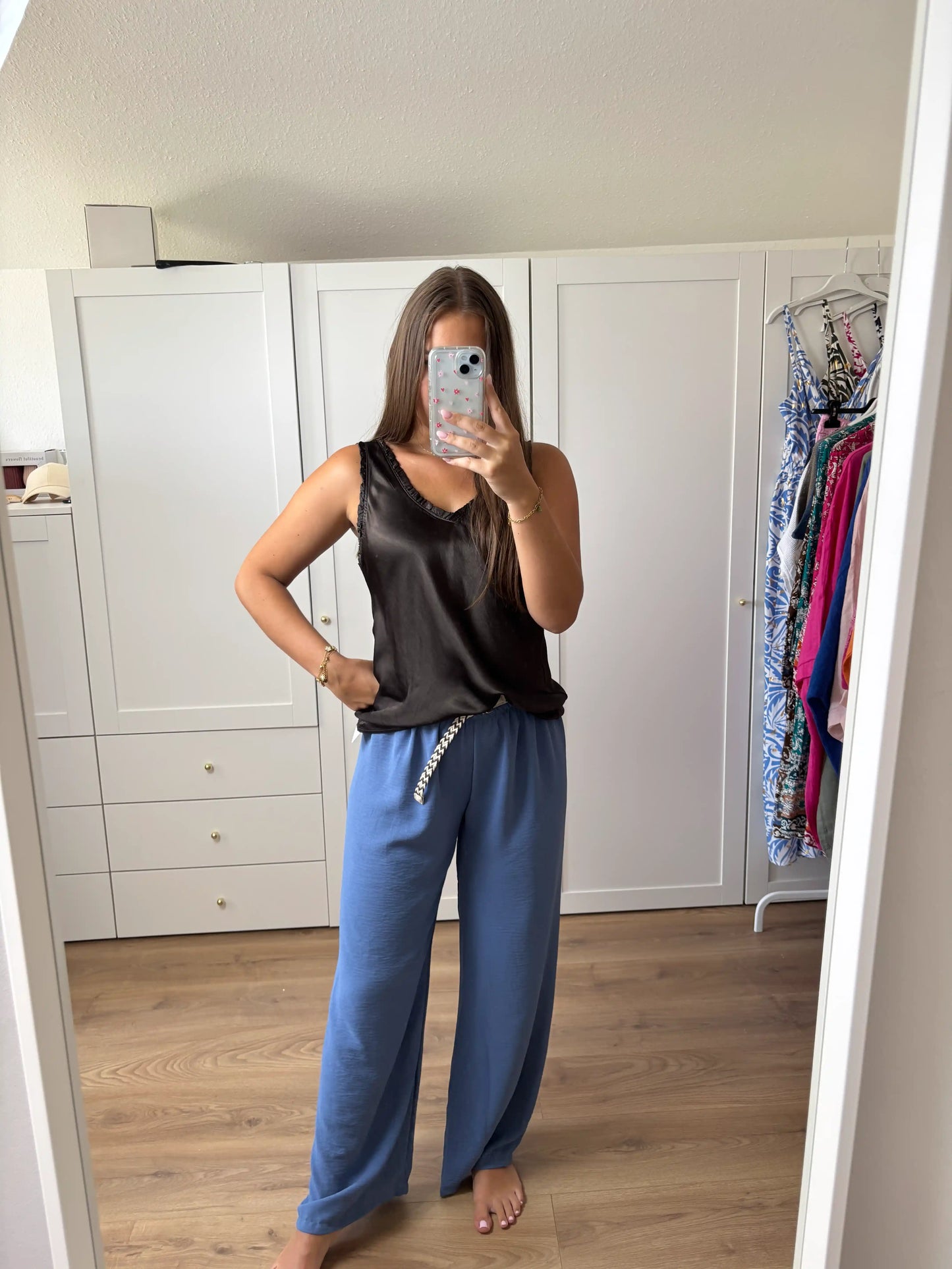 Wide-Leg-Hose "Classy" Mittelblau