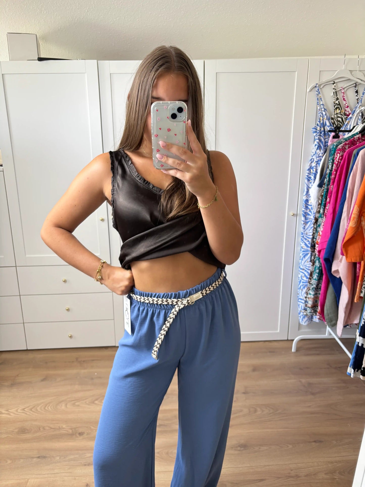 Wide-Leg-Hose "Classy" Mittelblau