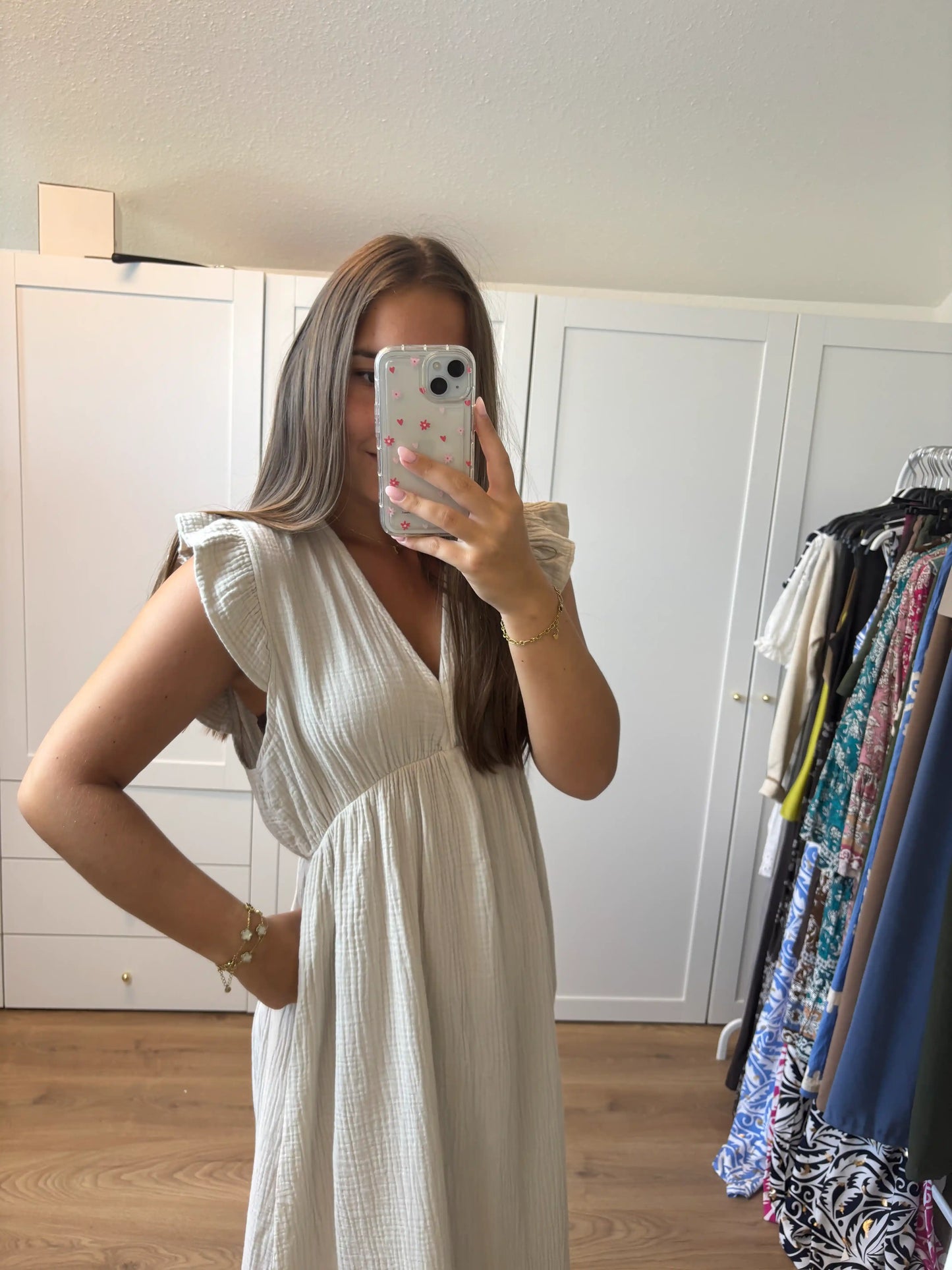 Musselinkleid "Frida" Beige