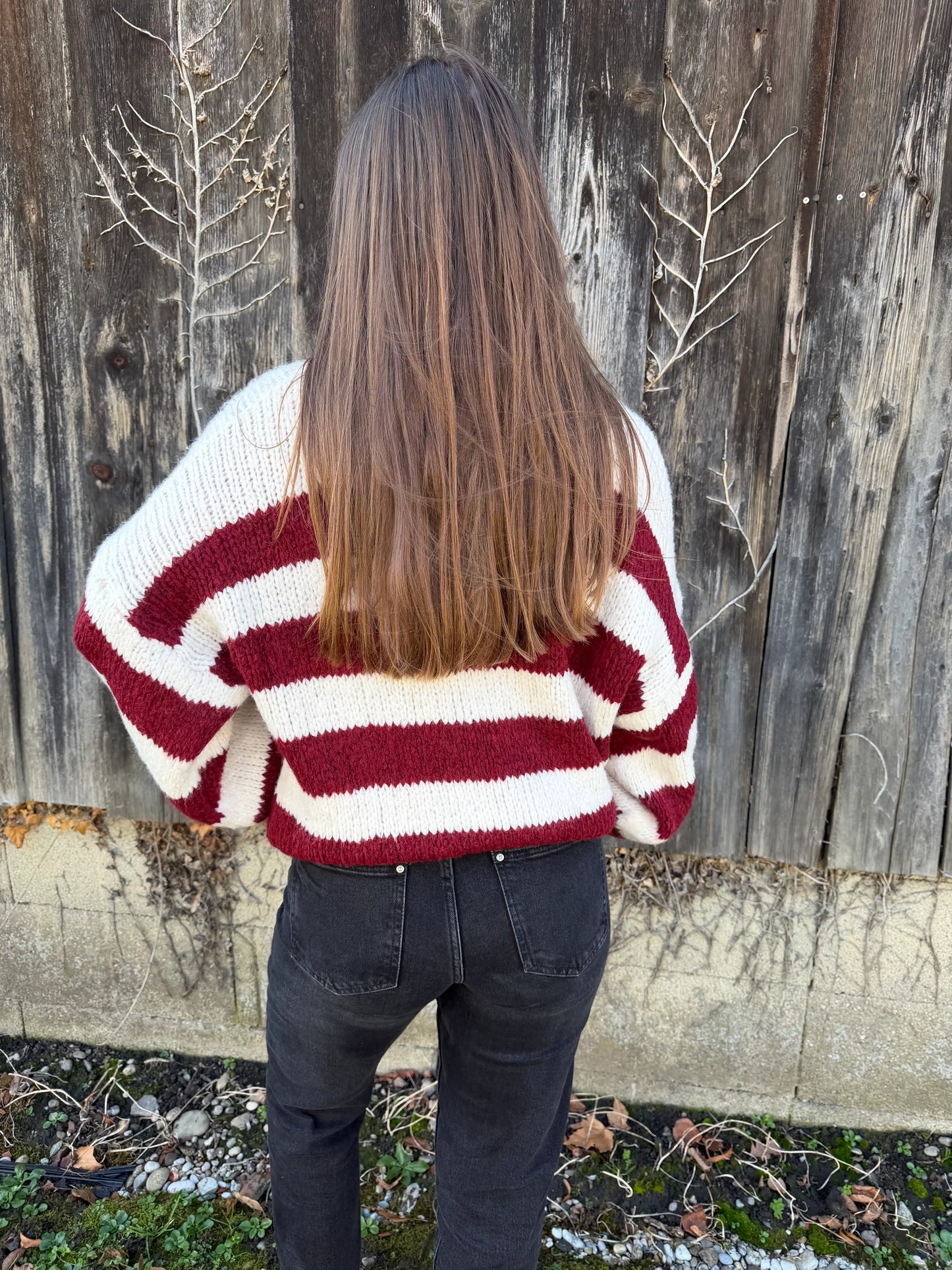 Pullover "Contrast" Weinrot