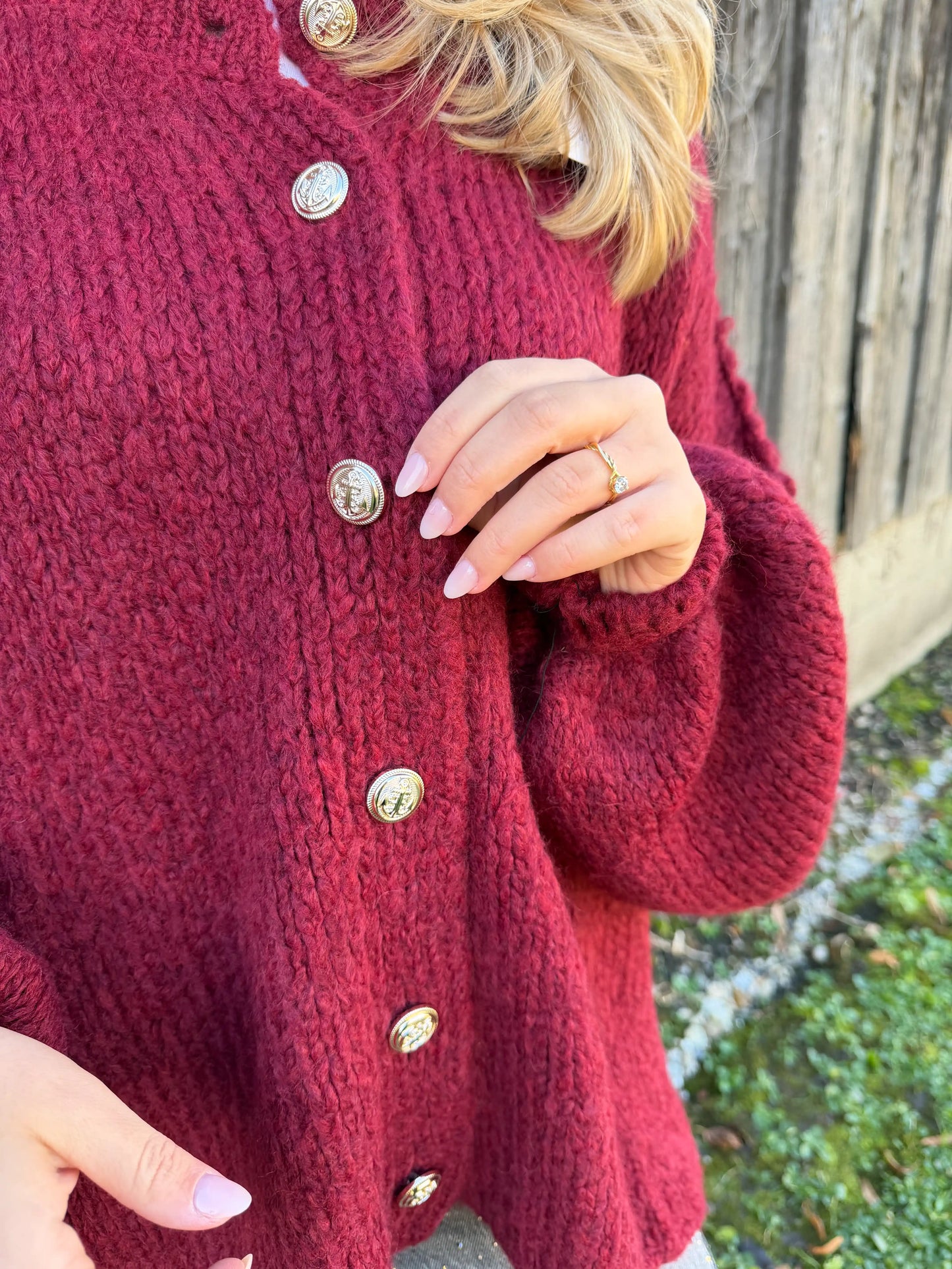 Cardigan "Kuschelgold" Weinrot