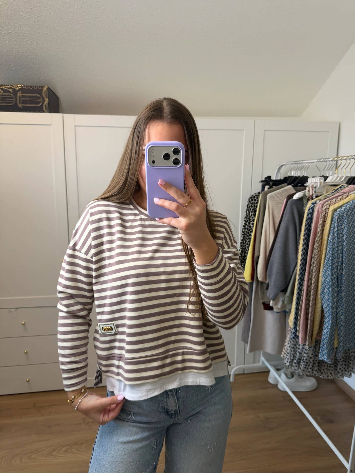 Langarmshirt "Sunny Stripes" Taupe