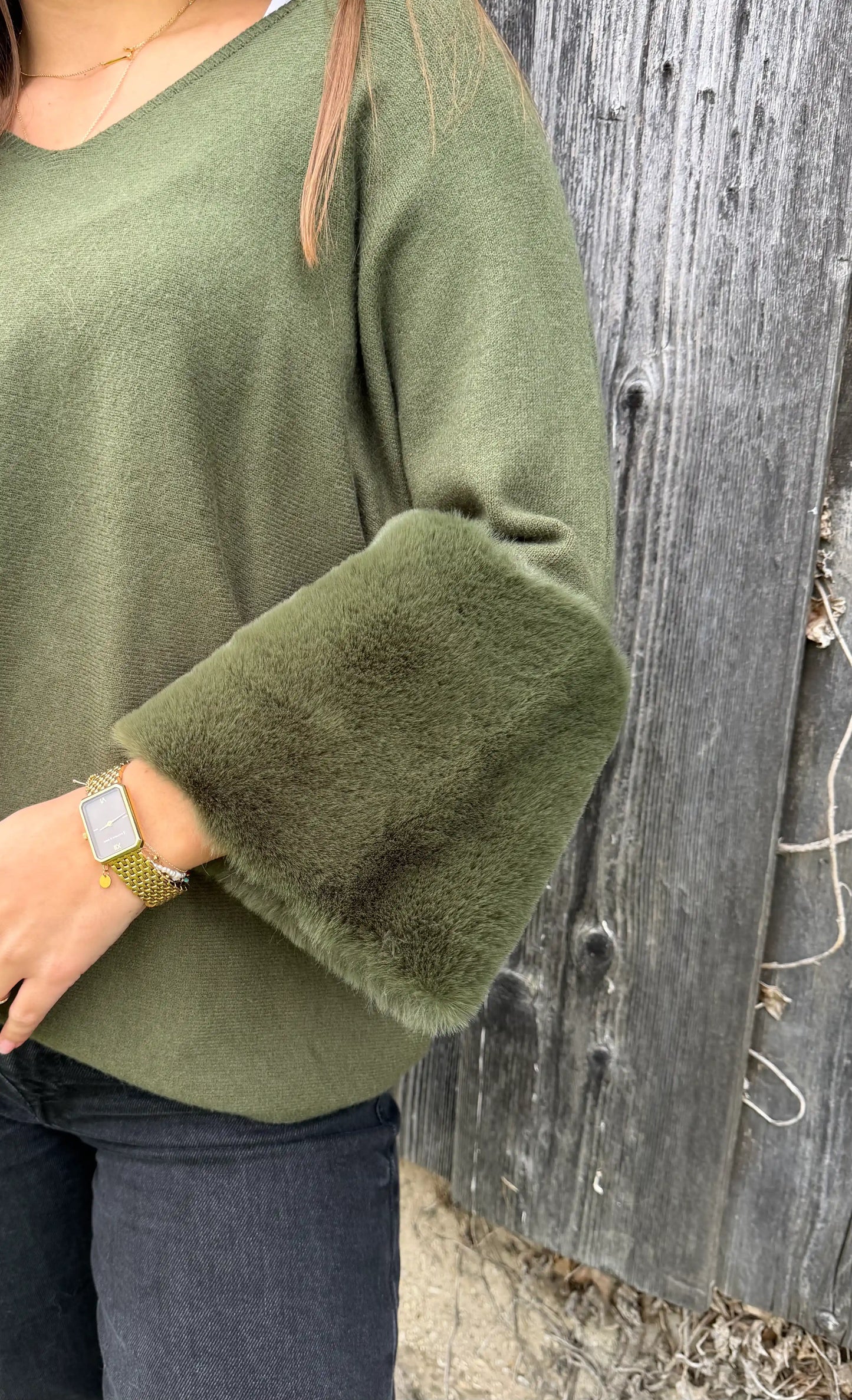 Pullover "Fluffy" Olivegrün