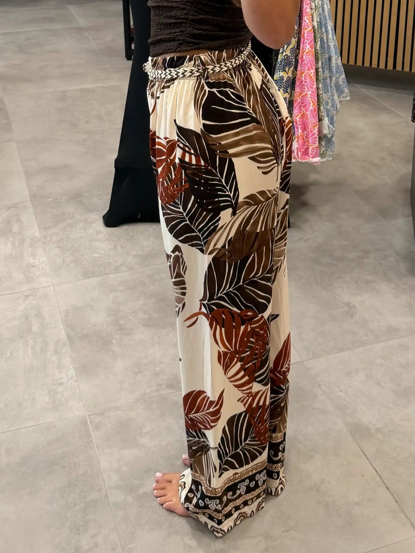 Hose "Tropical Palms" Braun