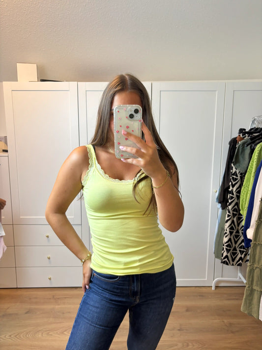 Trägertop mit Spitze Pastellgelb