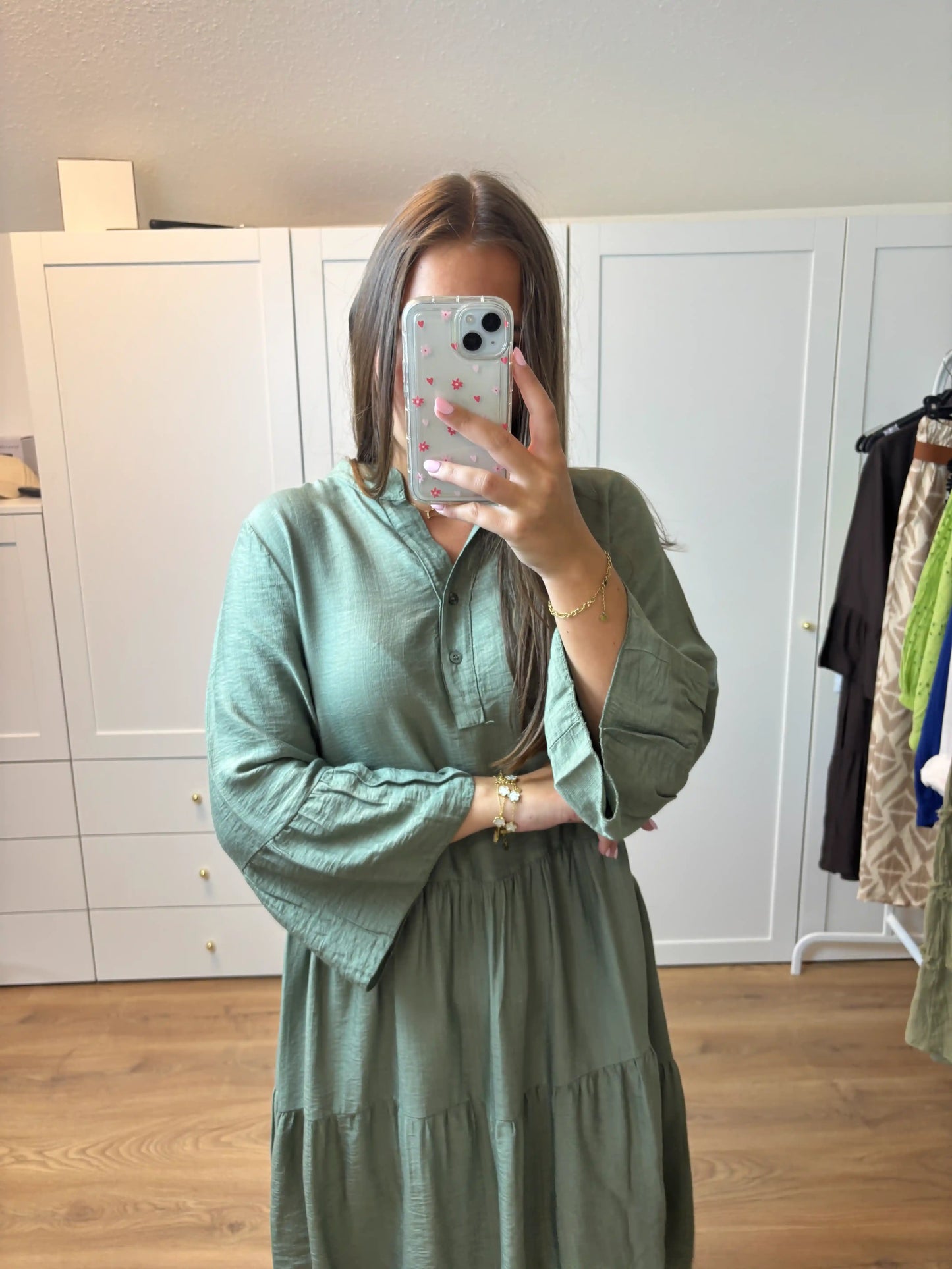 Tunikakleid "Unicolor" Olivegrün