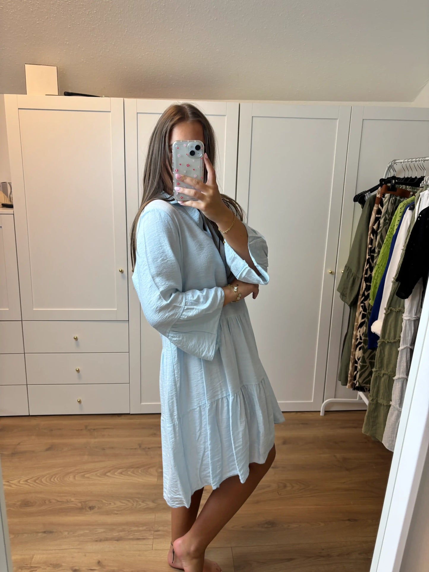Tunikakleid "Unicolor" Hellblau