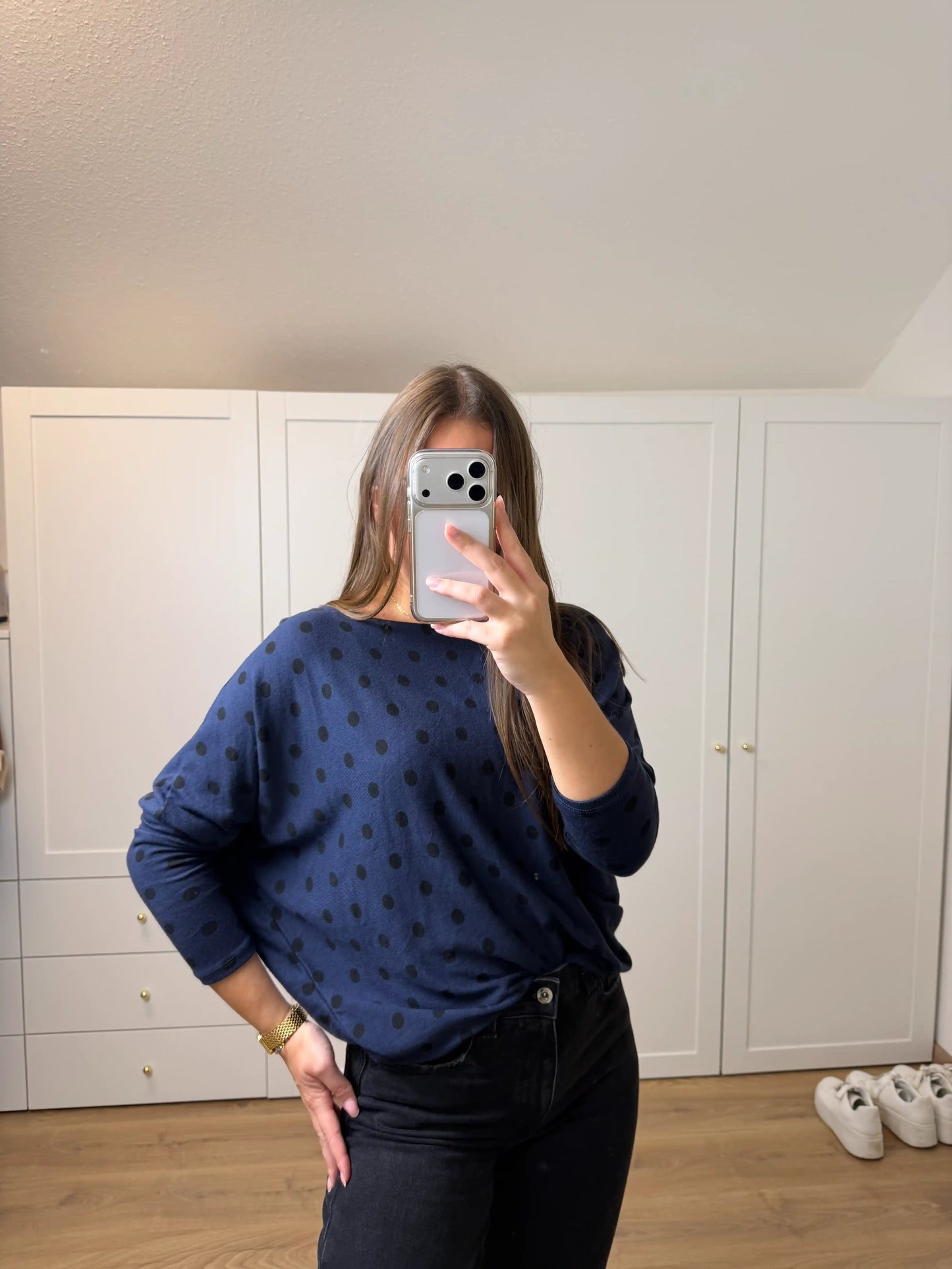 Basic-Pullover "Points" Dunkelblau