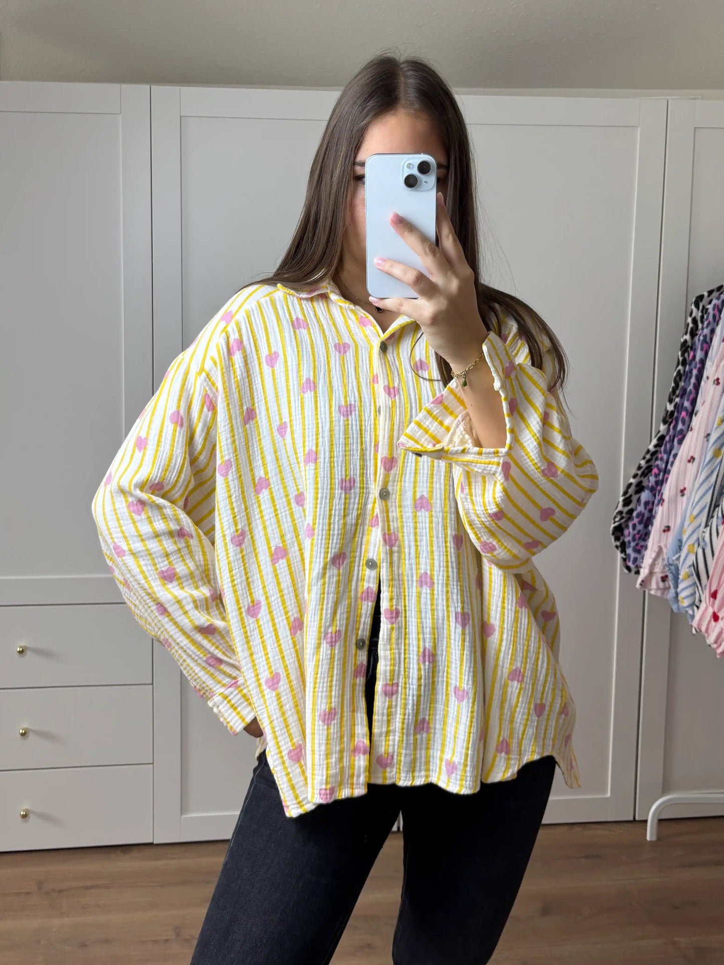 Musselinbluse "Herzi" Gelb