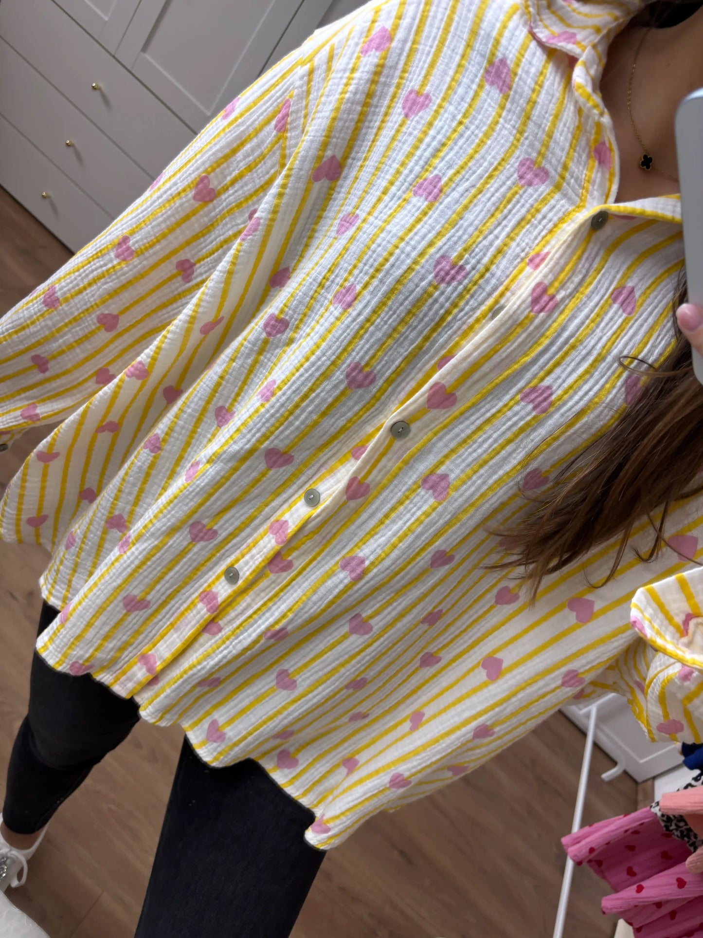 Musselinbluse "Herzi" Gelb