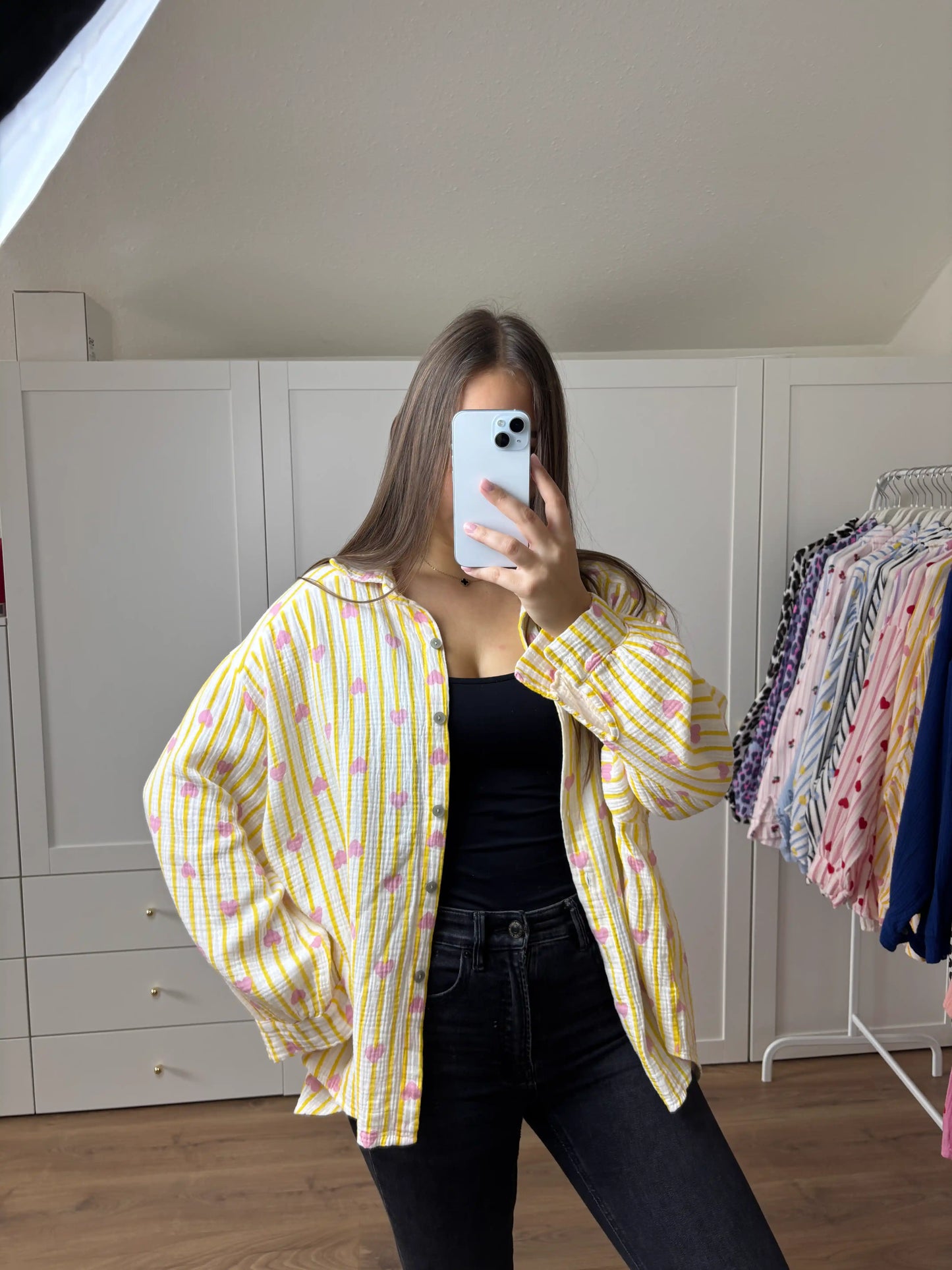 Musselinbluse "Herzi" Gelb