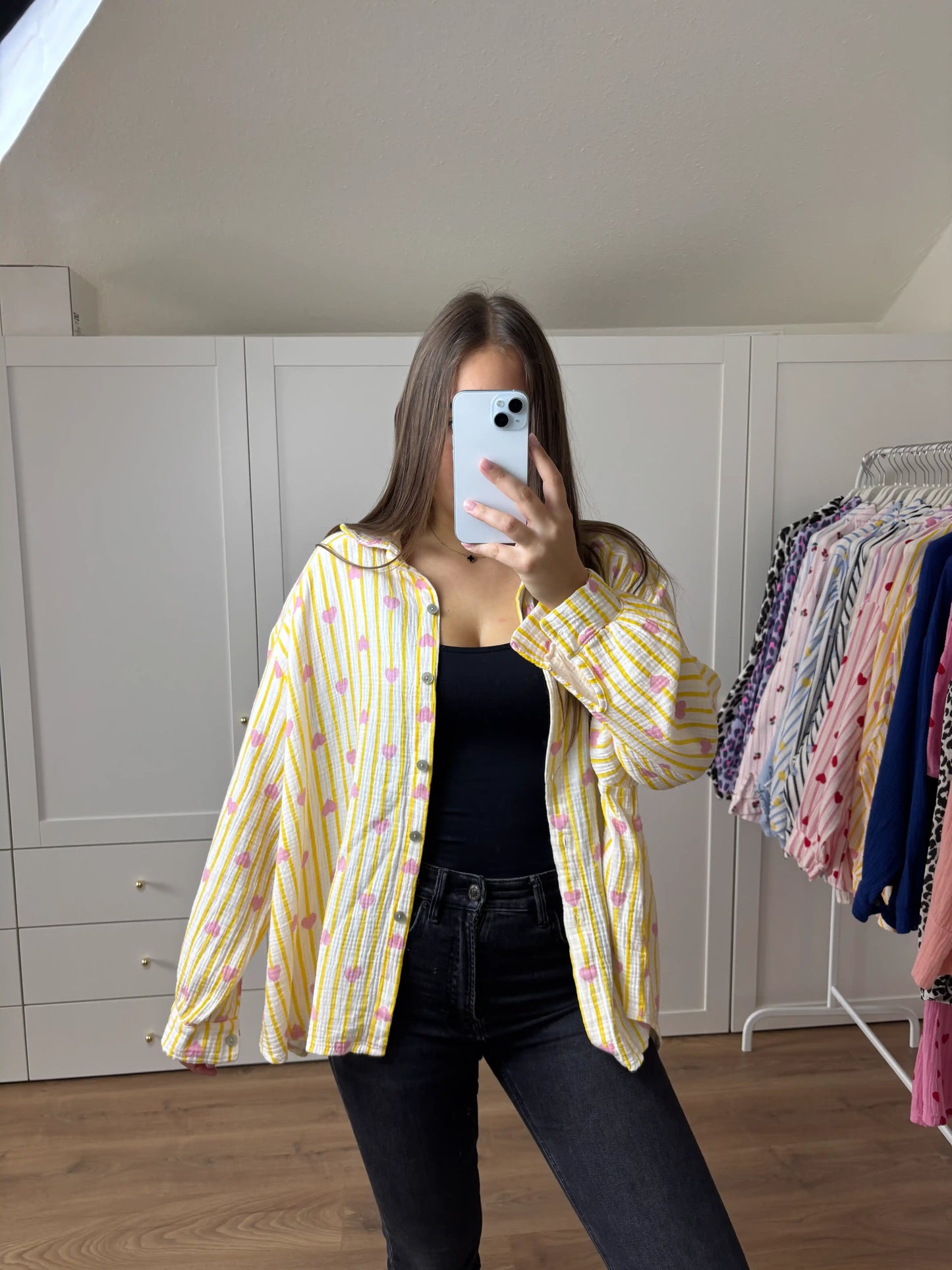 Musselinbluse "Herzi" Gelb