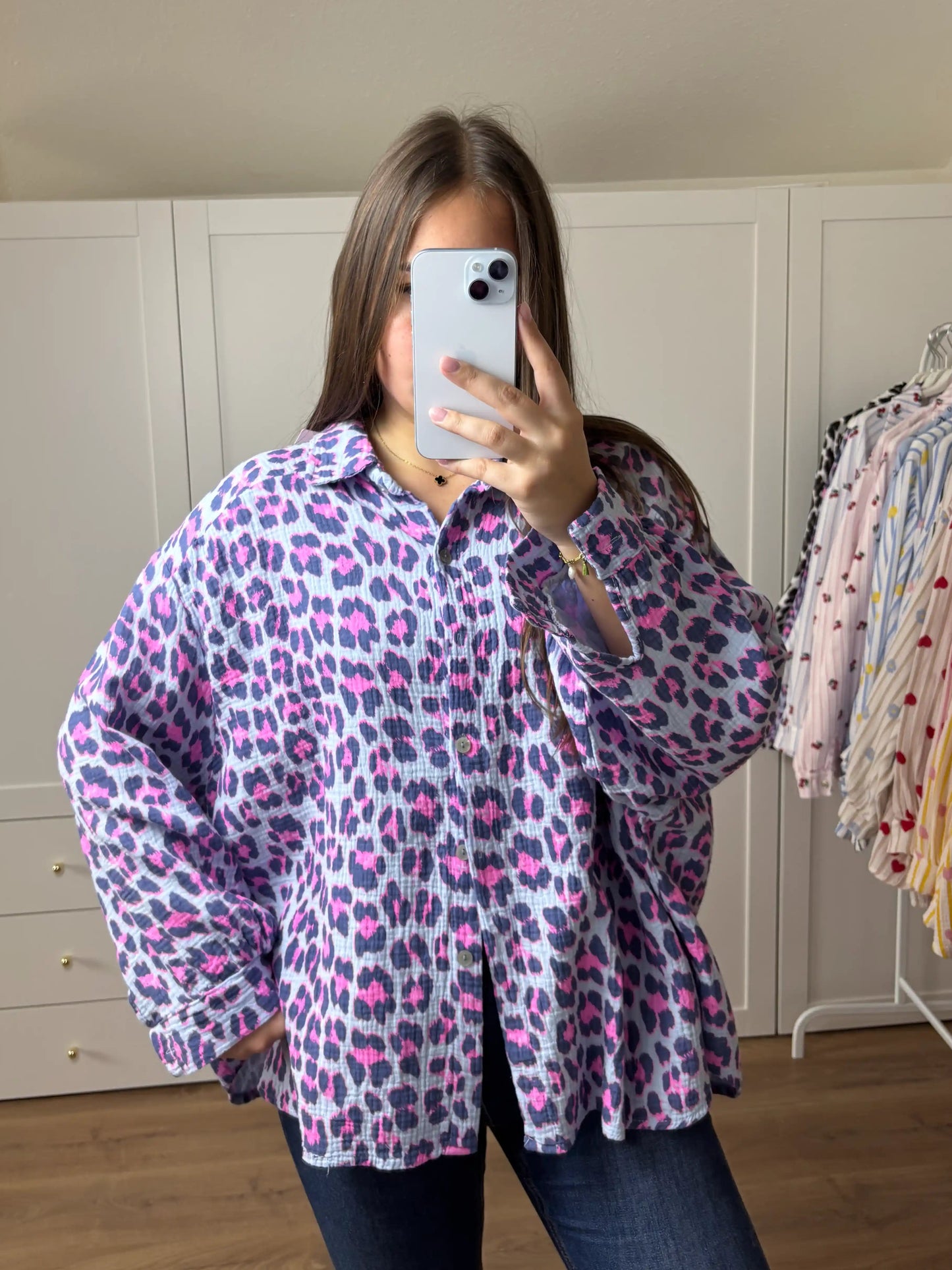 Musselinbluse Leomuster I