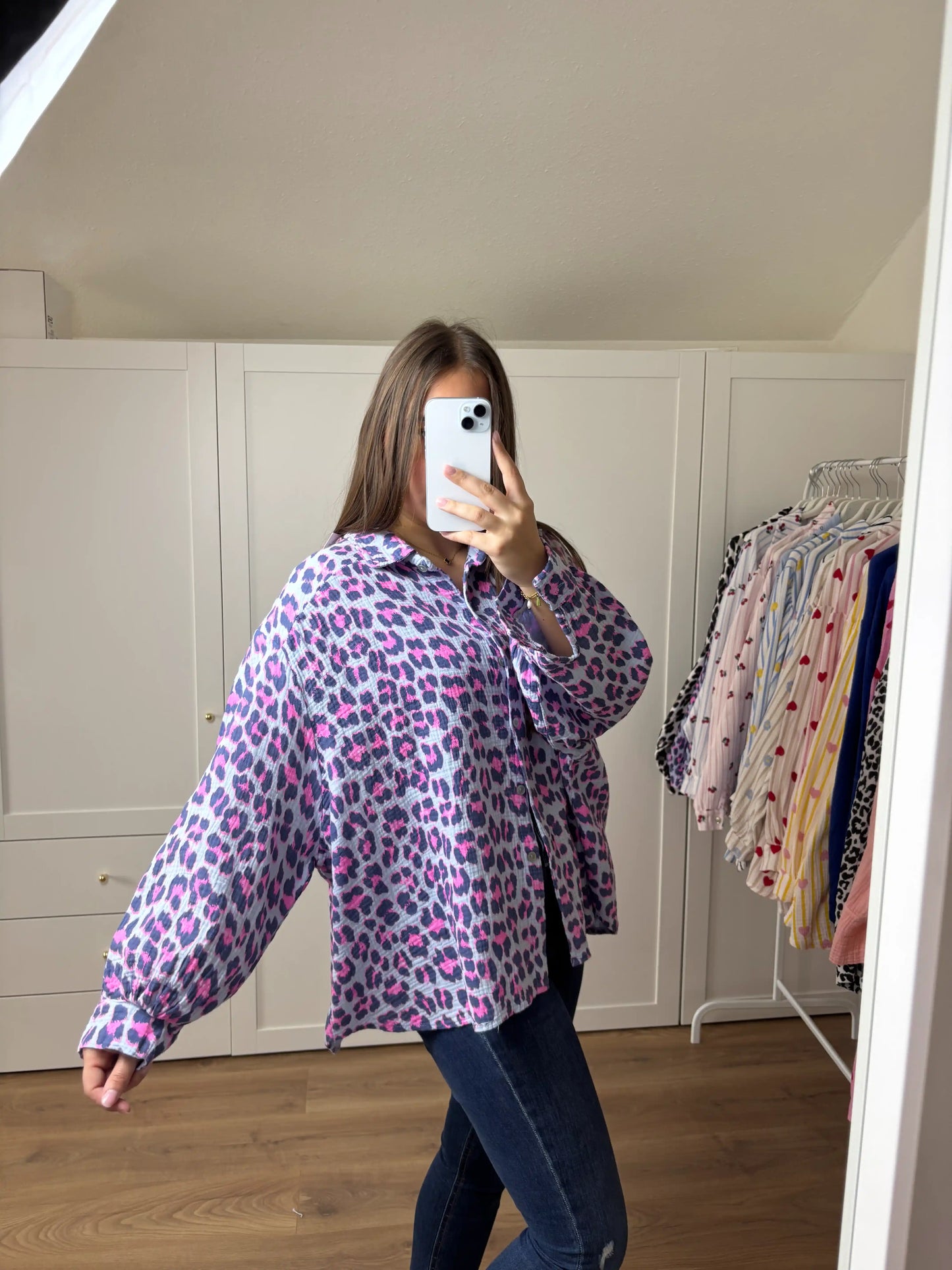Musselinbluse Leomuster I