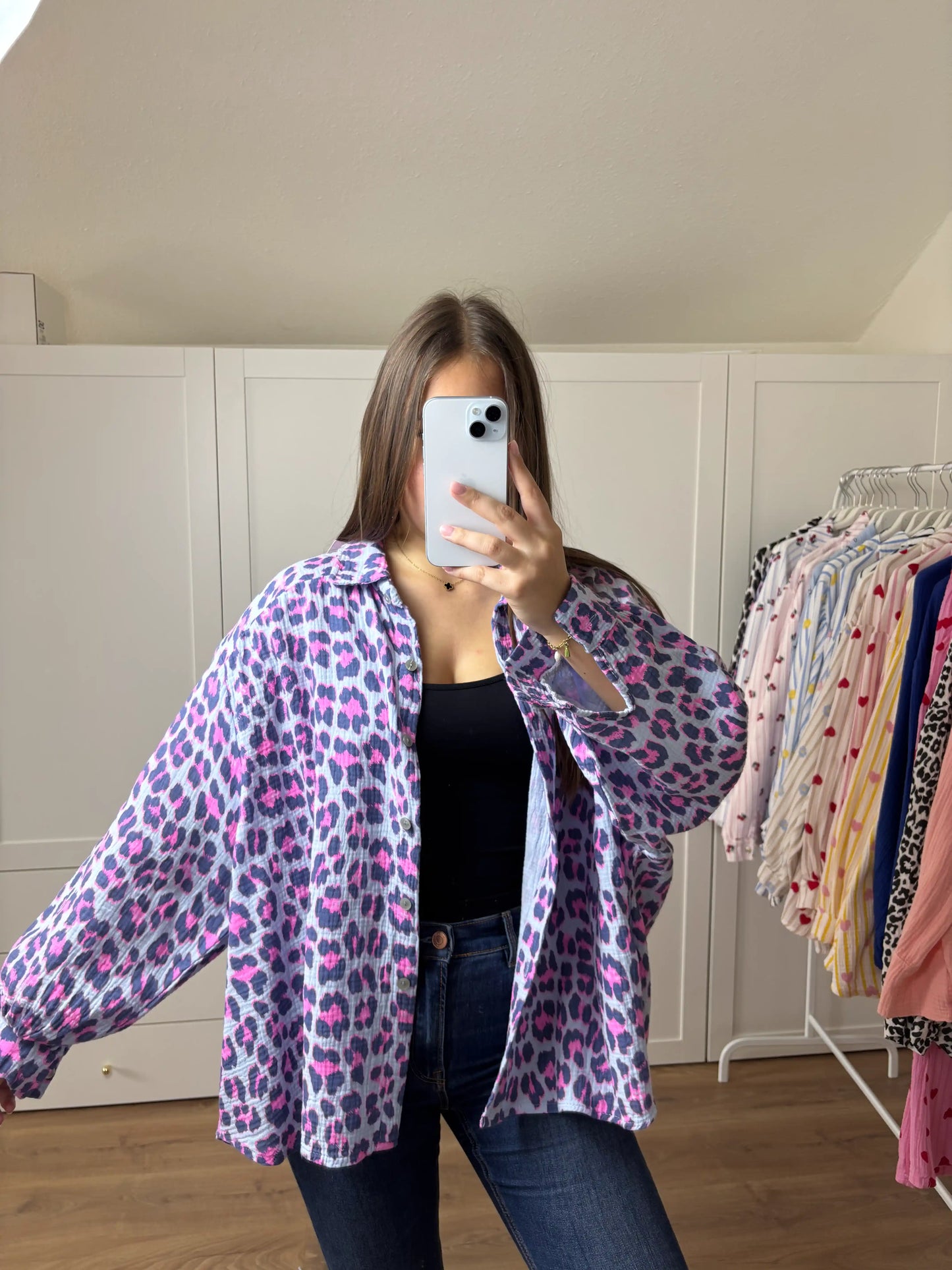 Musselinbluse Leomuster I