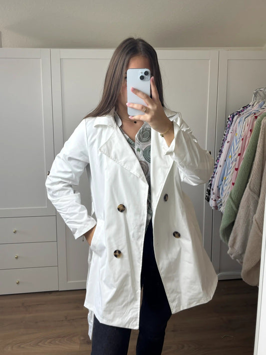 Trenchmantel kurz Weiß