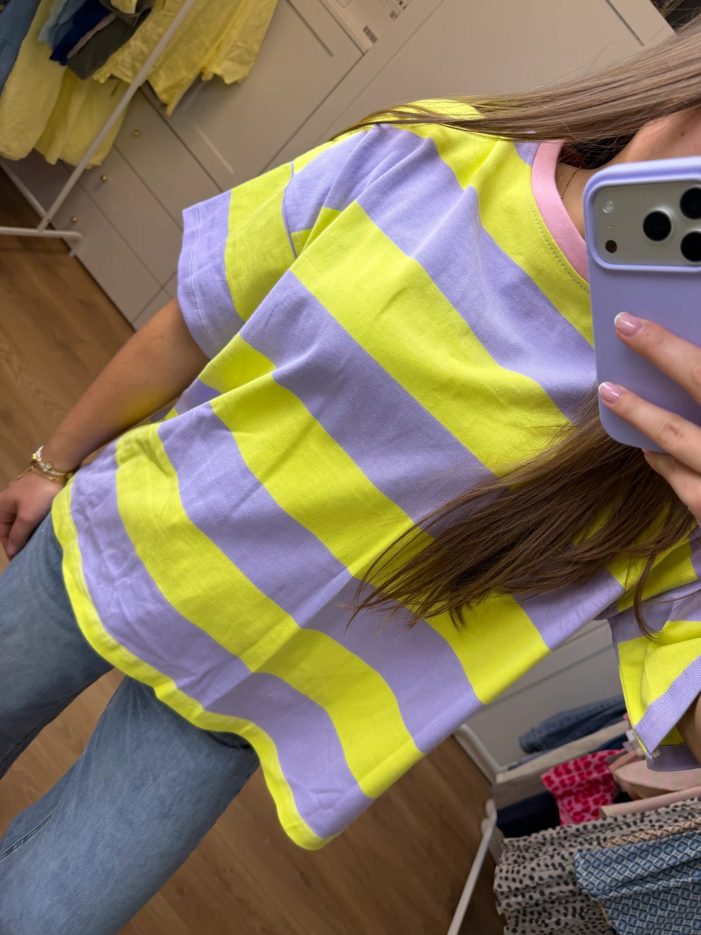 Stripe Oversize Tee Flieder