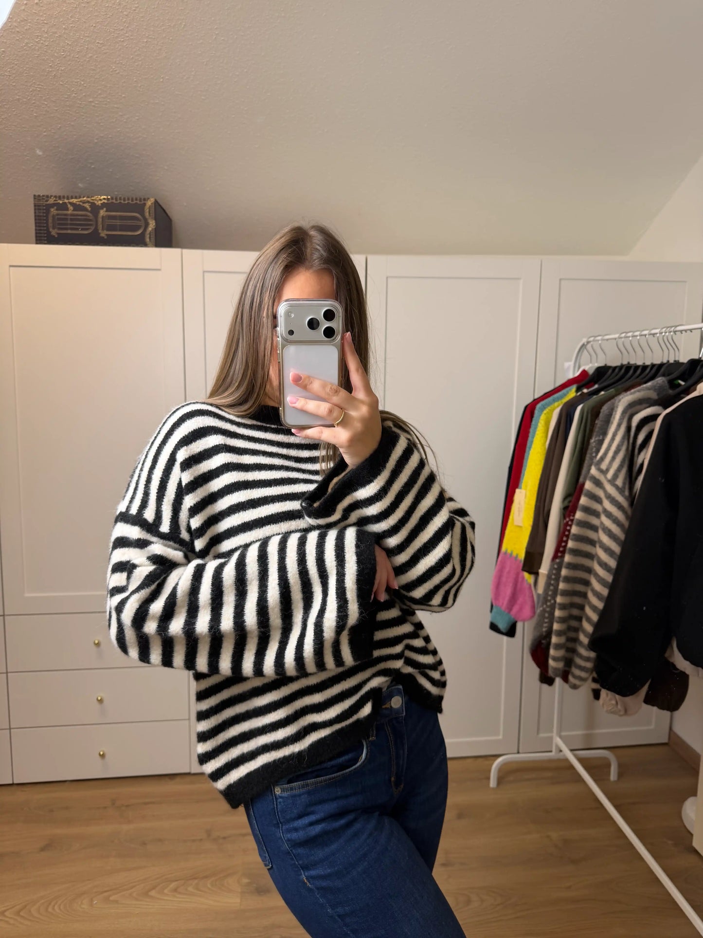 Pullover "Cozy Stripe" Schwarz