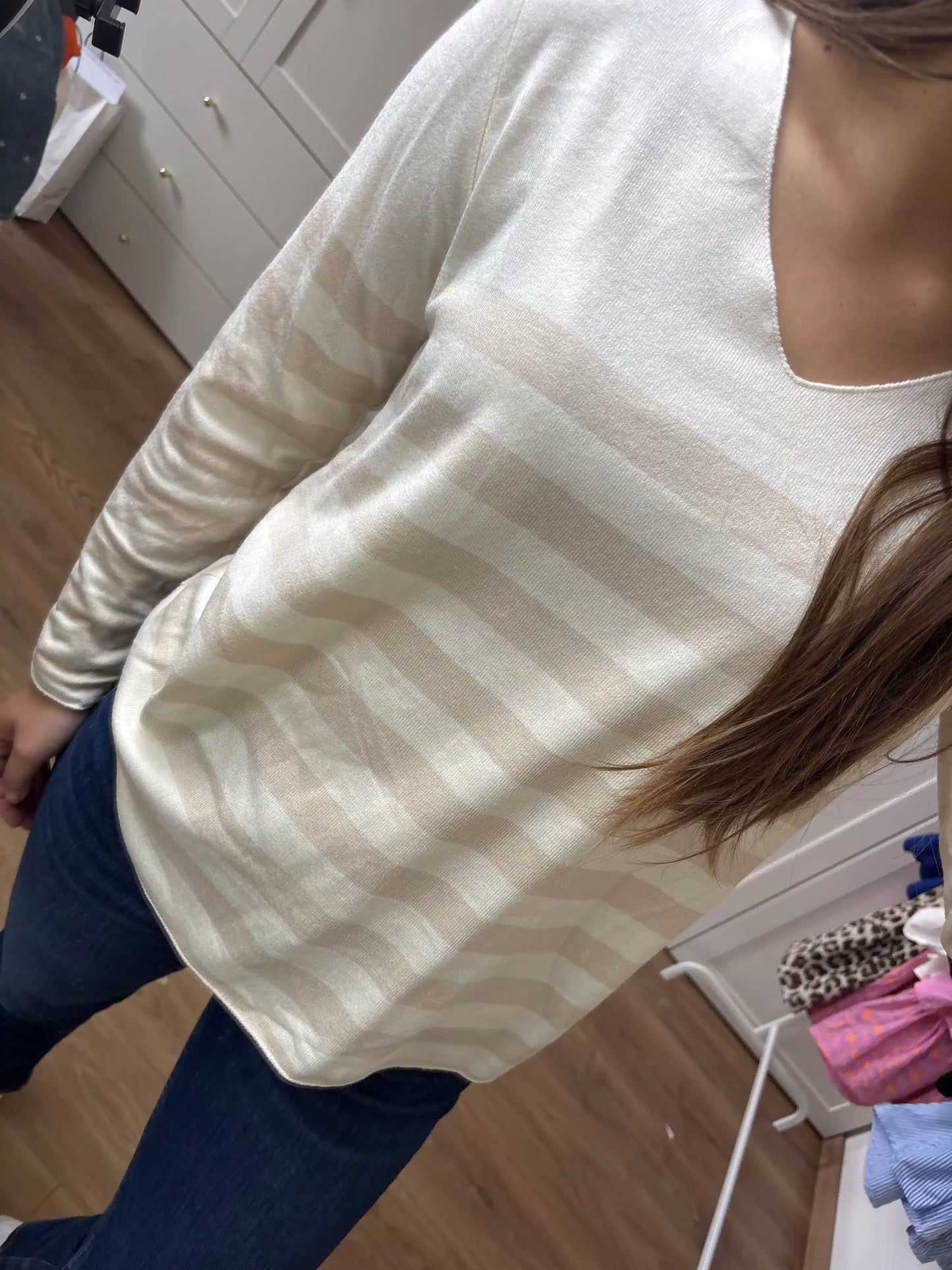 Pullover "Streifenhörnchen" Beige