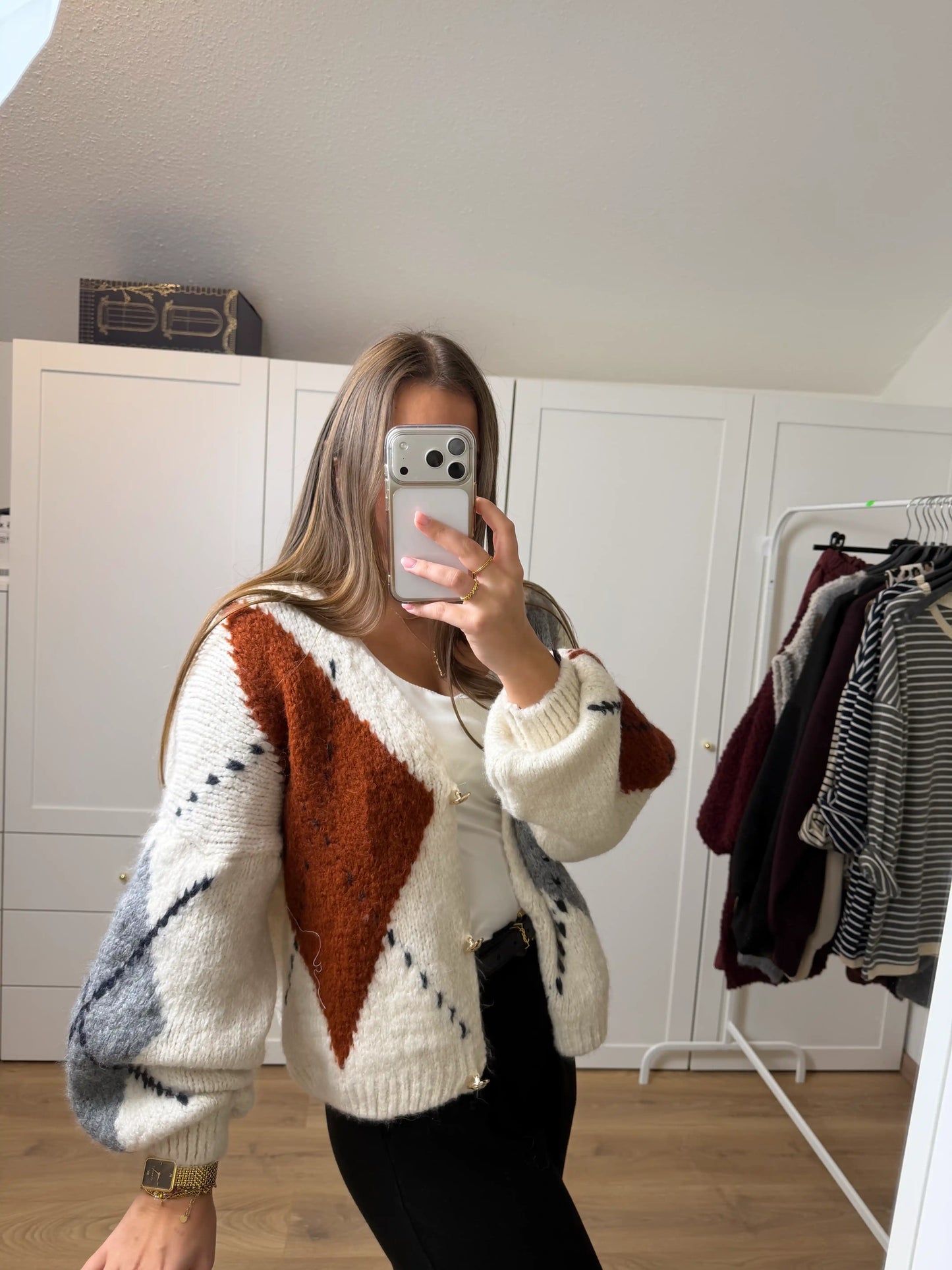 Cardigan "Nordic Rust" Beige