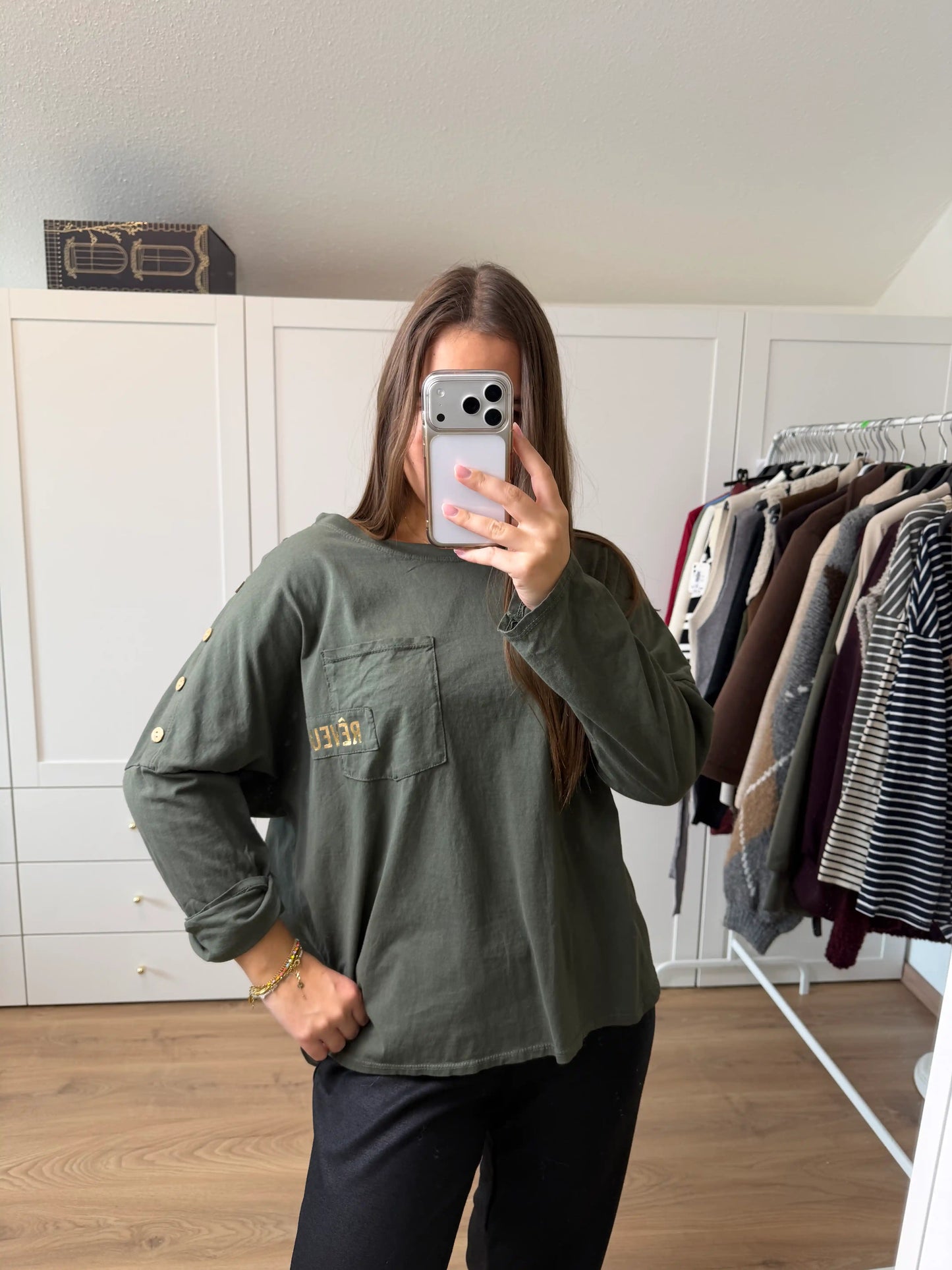 Langarmshirt "Reveur" Olivegrün