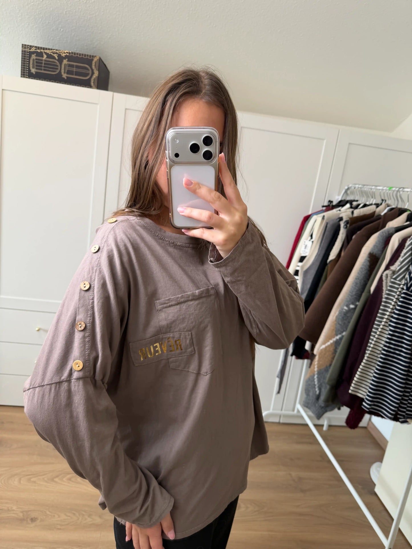 Langarmshirt "Reveur" Taupe