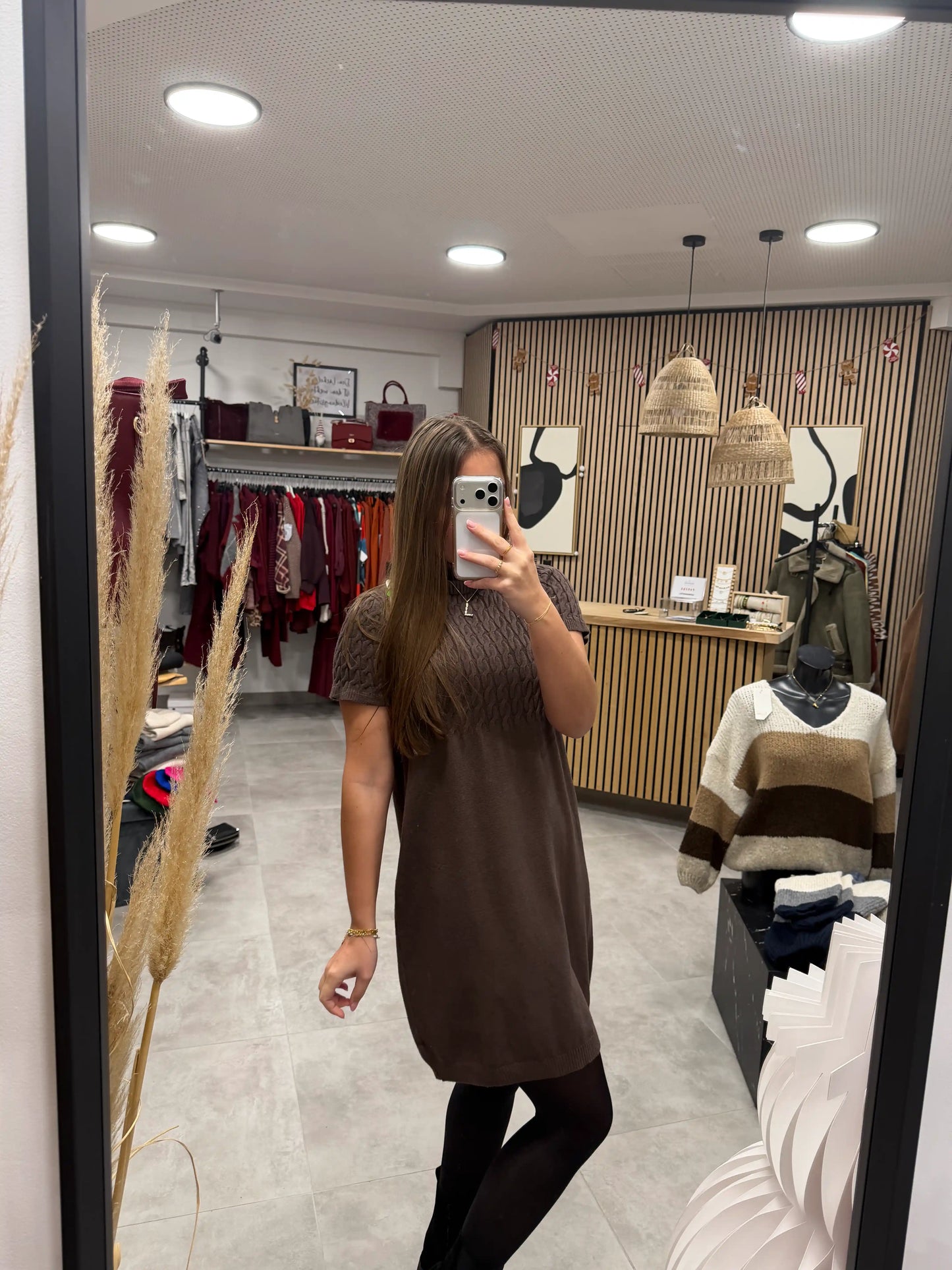 Rollkragenkleid "Zopf" Schokobraun