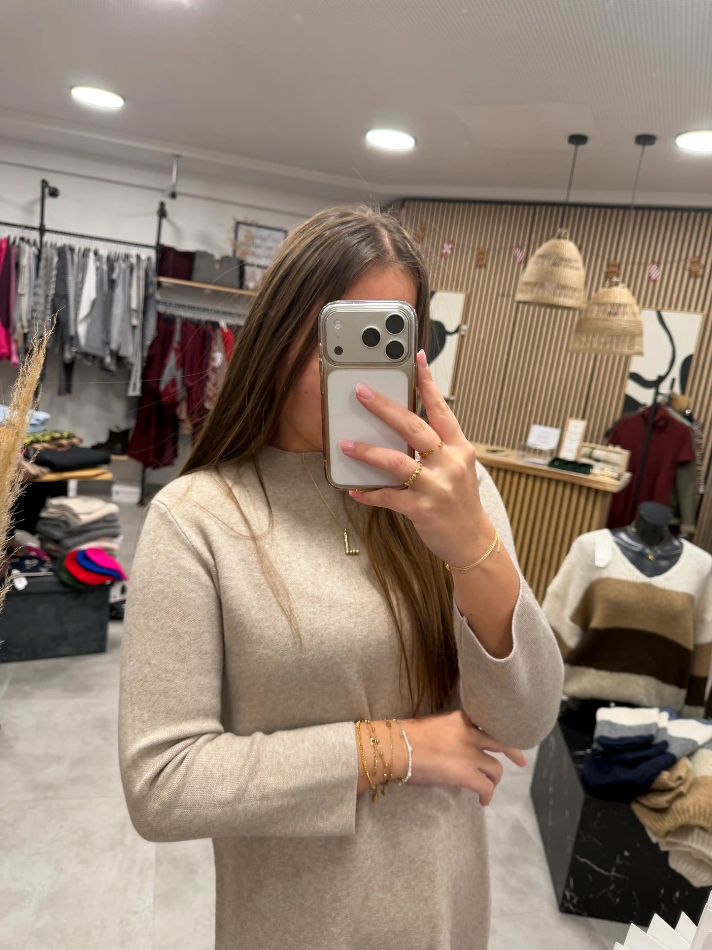 Strickkleid "Uni" Beige