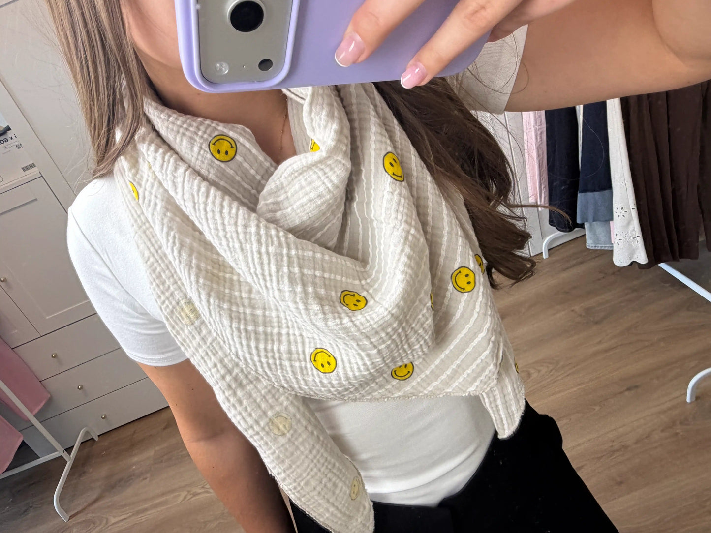 Musselinschal "Smiley" Beige