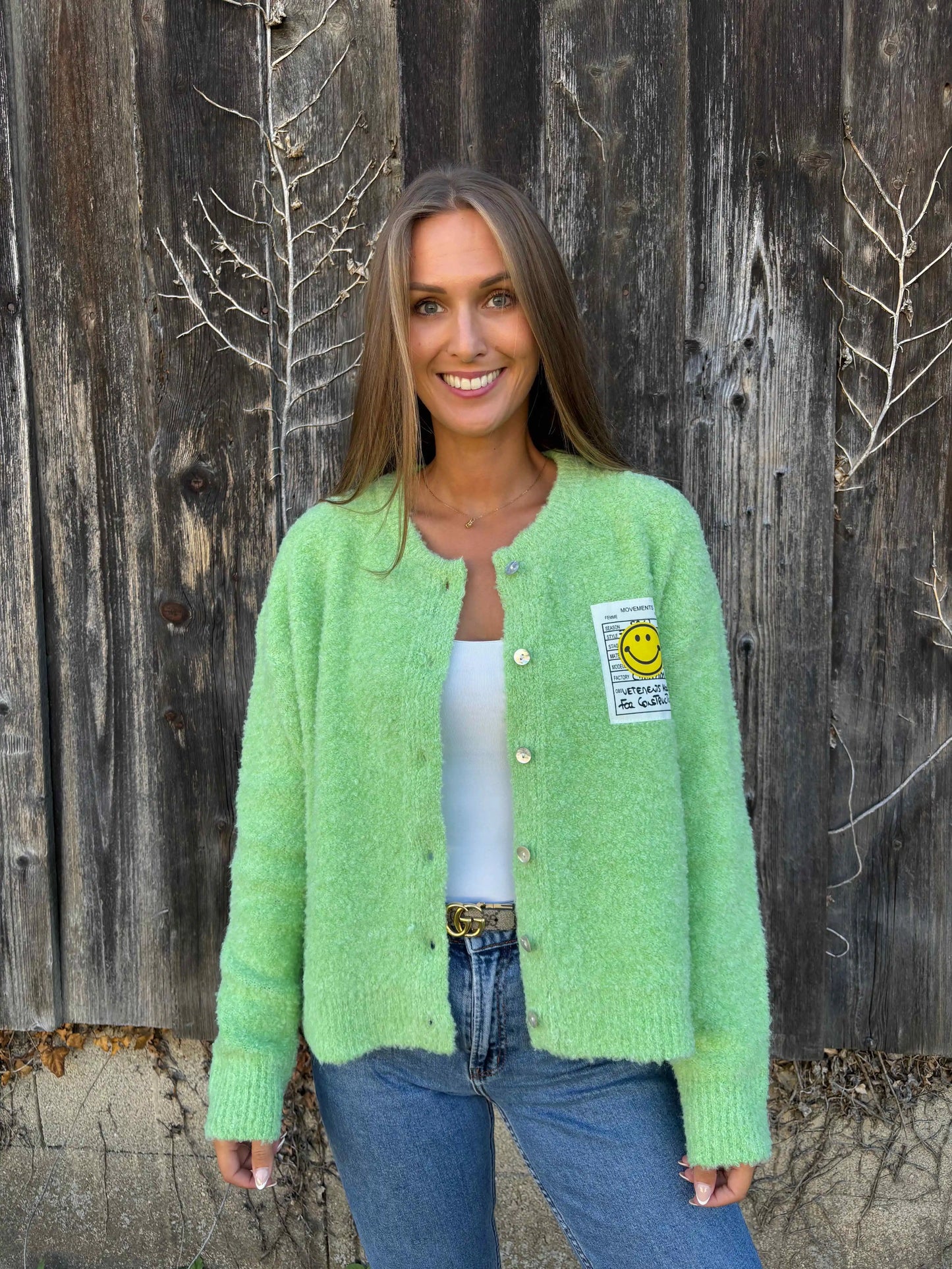 Cardigan "Smiley" Grün