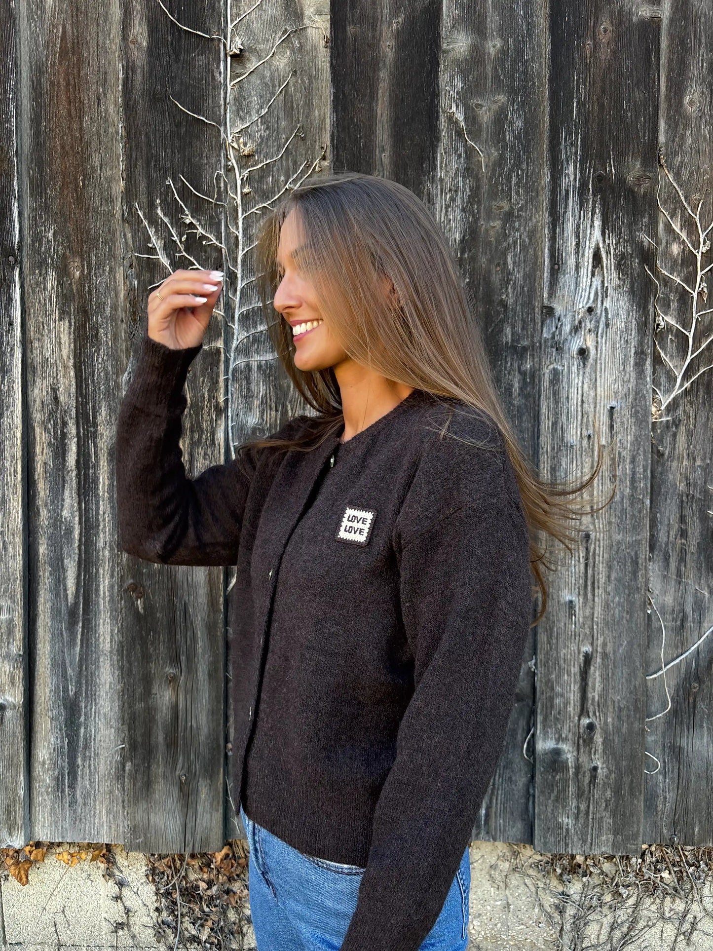 Cardigan "LOVELOVE" Dunkelbraun
