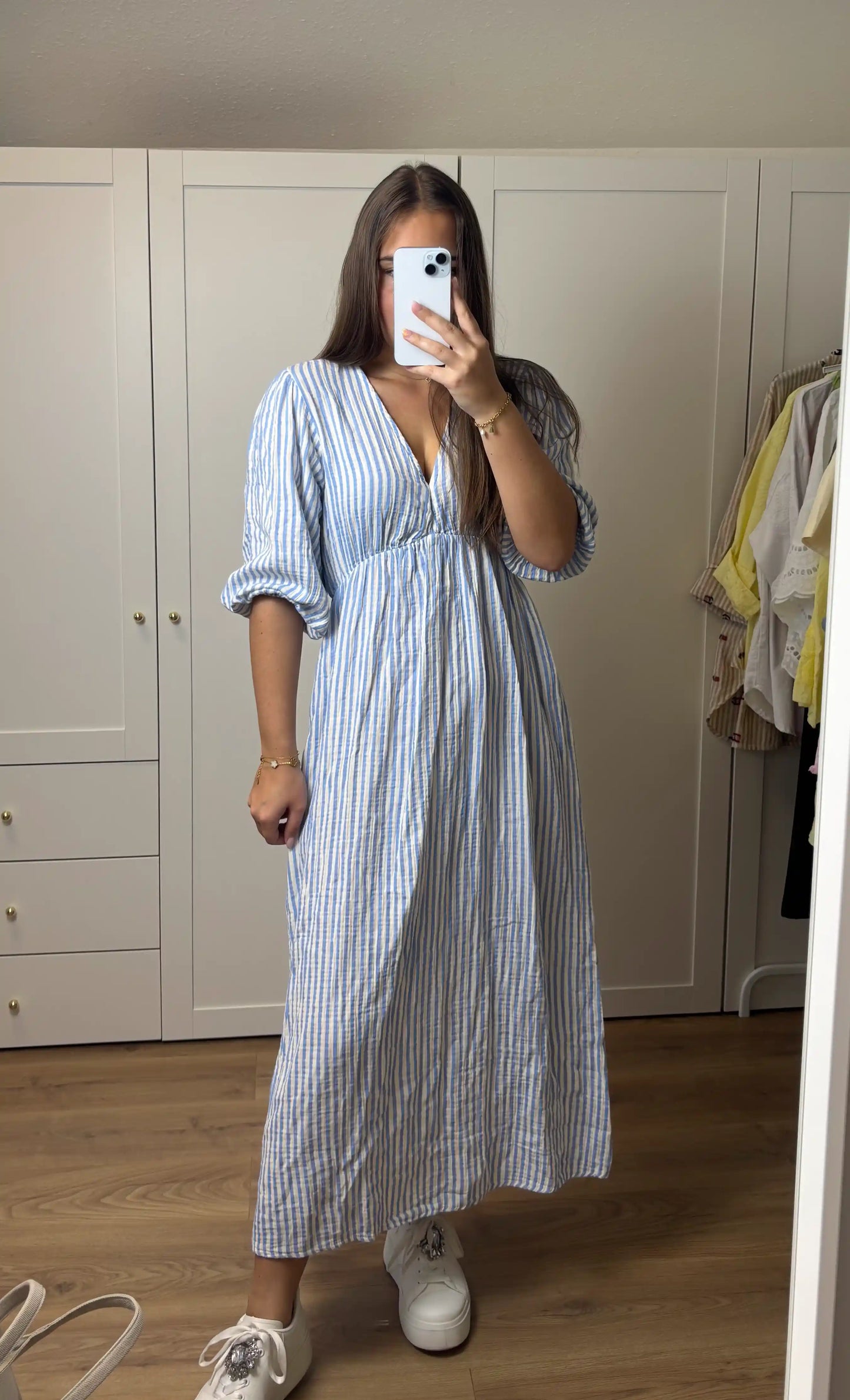 Musselinkleid "Stripe" Blau