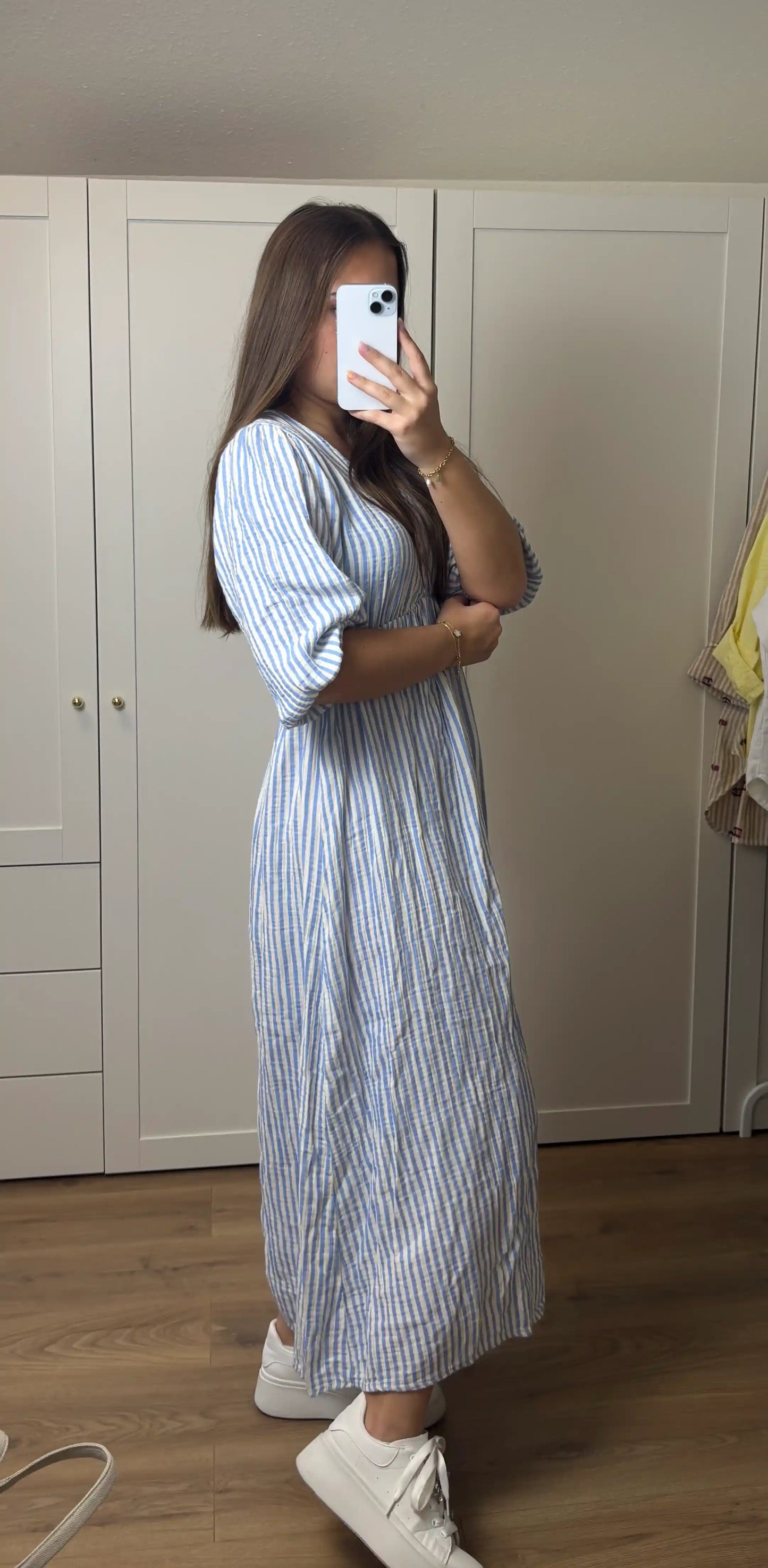 Musselinkleid "Stripe" Blau