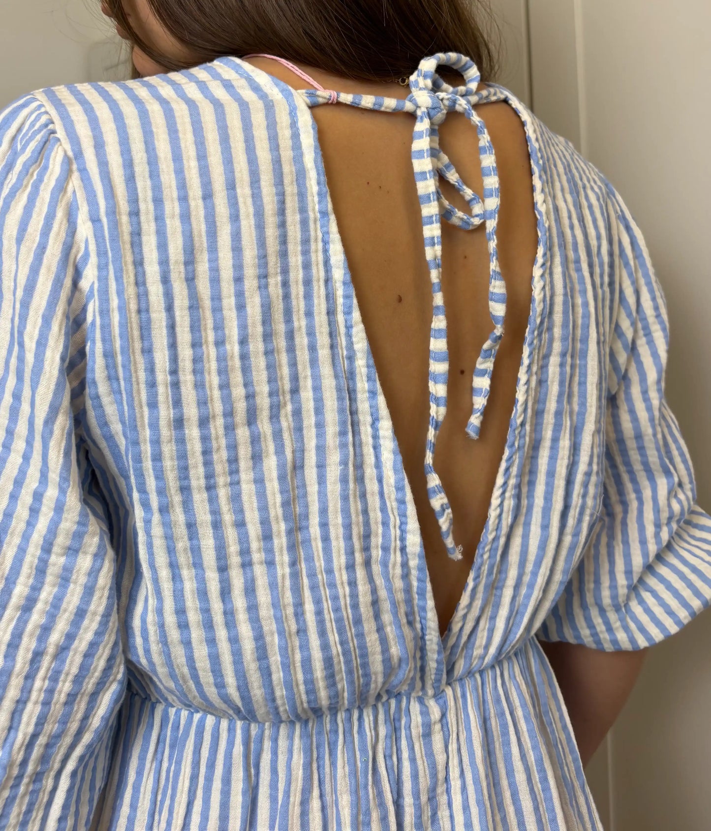 Musselinkleid "Stripe" Blau