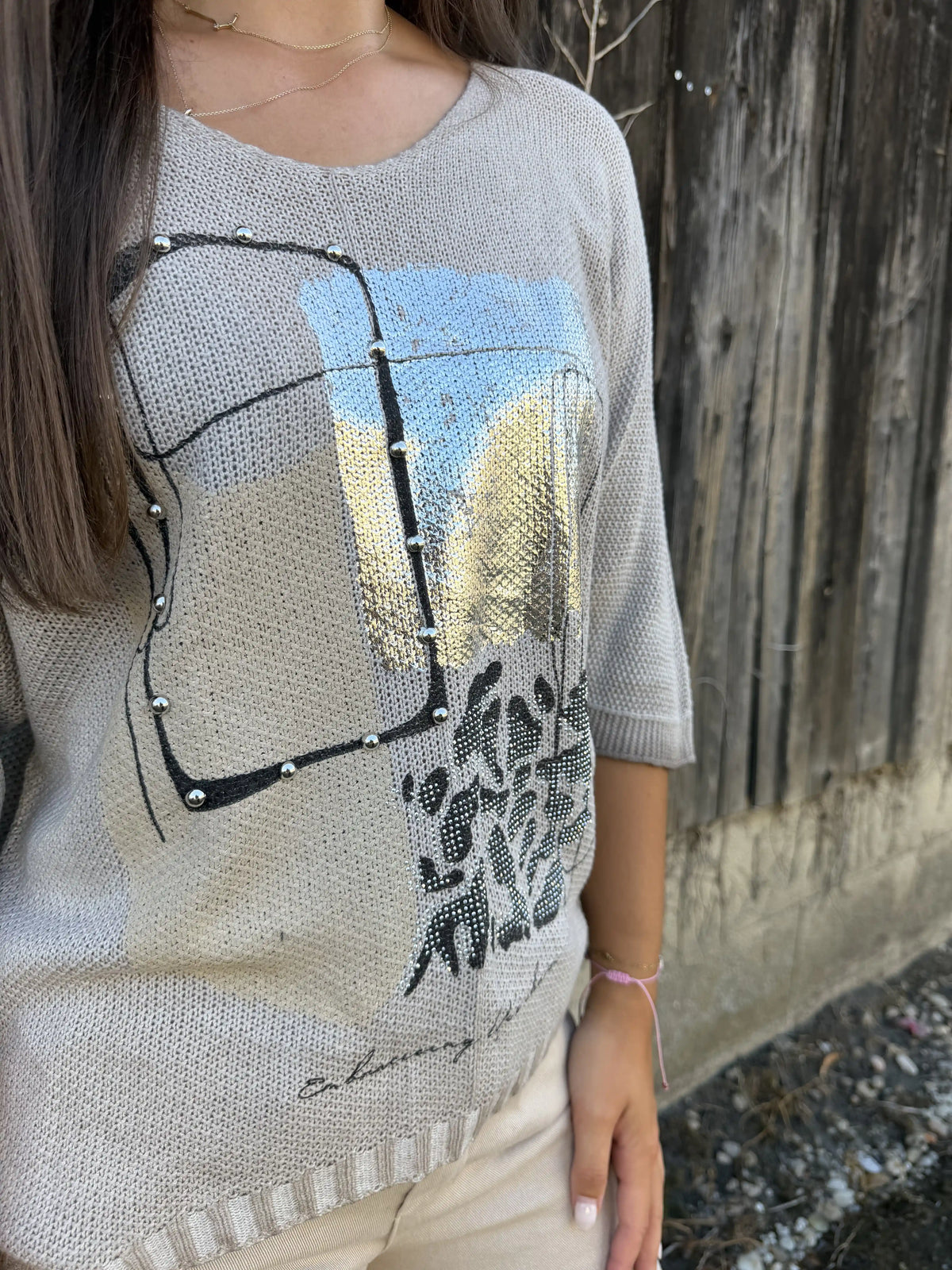 Pullover"Art Mosaic" Greige