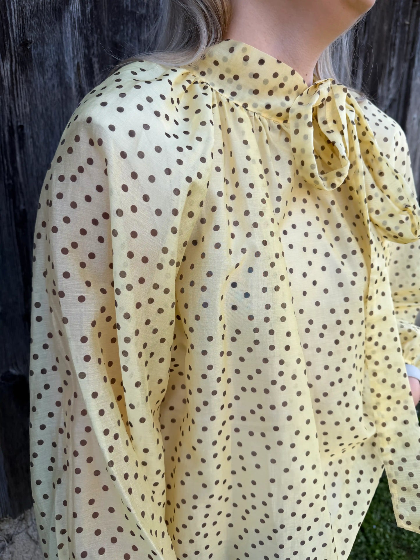 Bluse "Dot Bow" Gelb