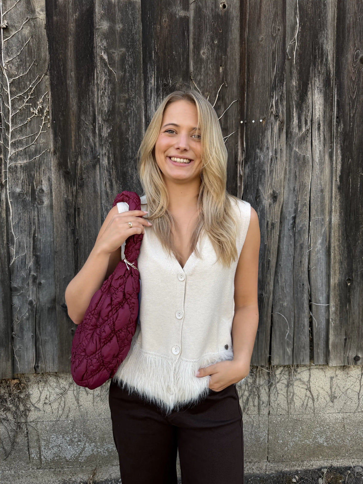 Tasche "Puffy Loop" Weinrot