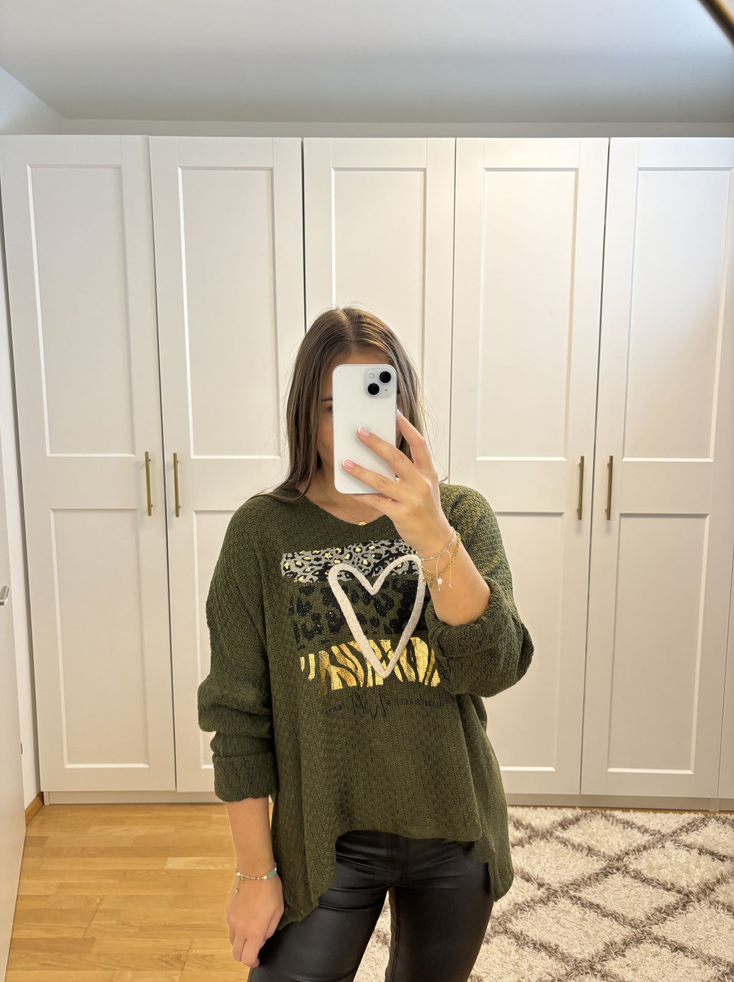 Grobstrickpullover "Wish" Olivegrün