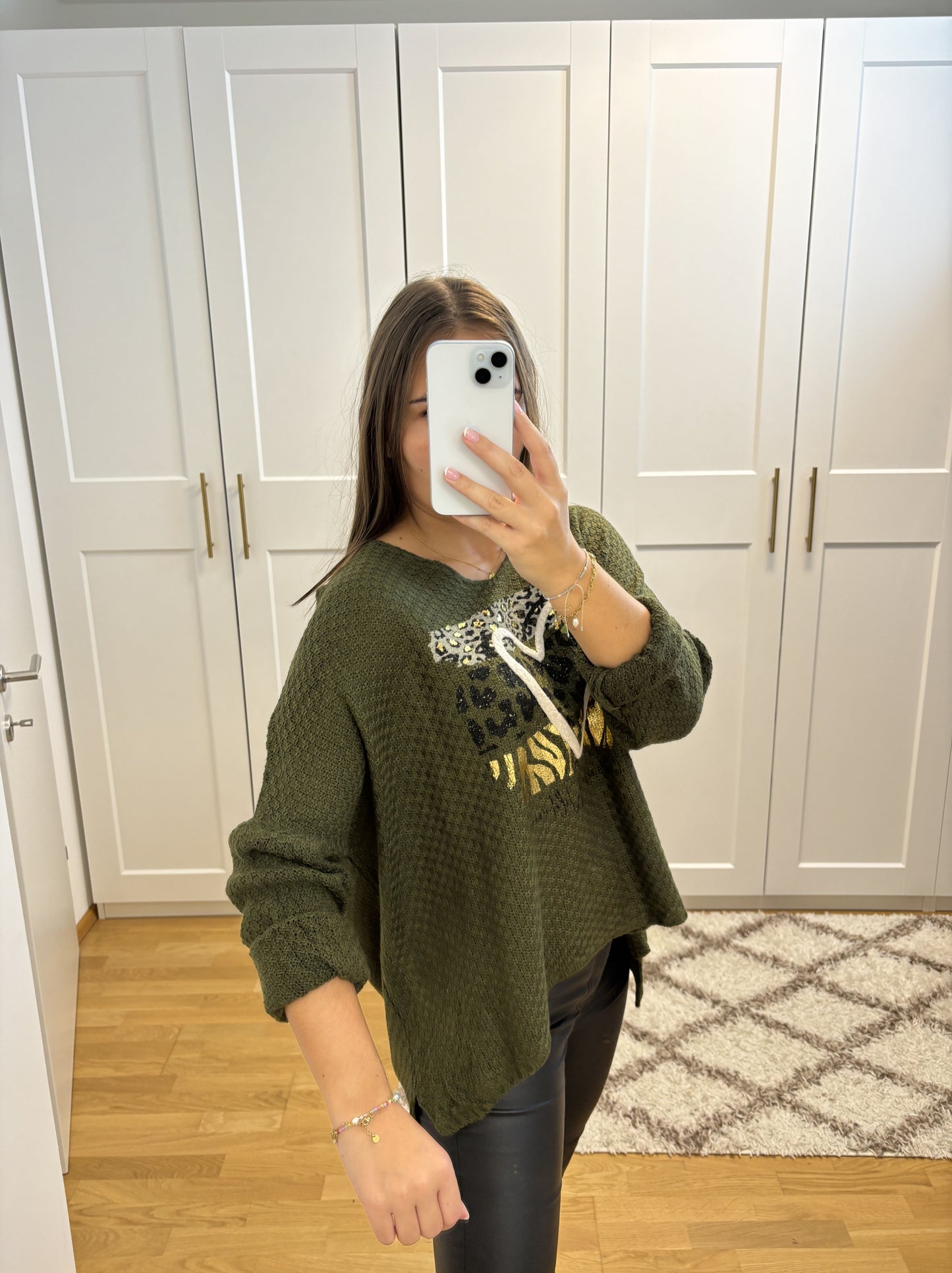 Grobstrickpullover "Wish" Olivegrün