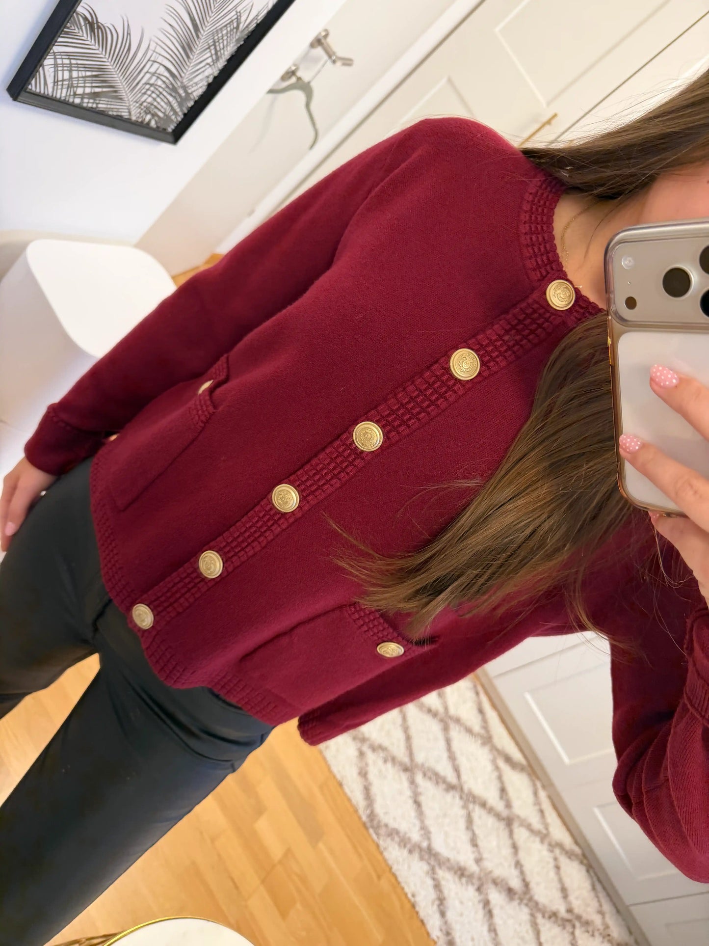 Jacke "Classic Button" Weinrot