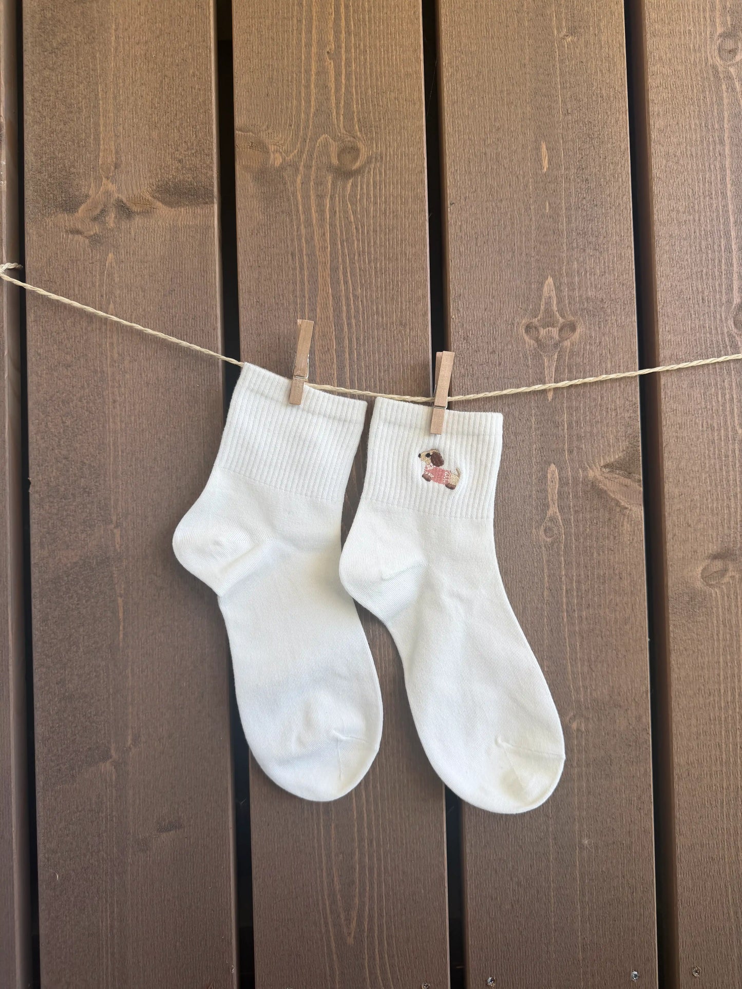Socken "Dackel" Weiß