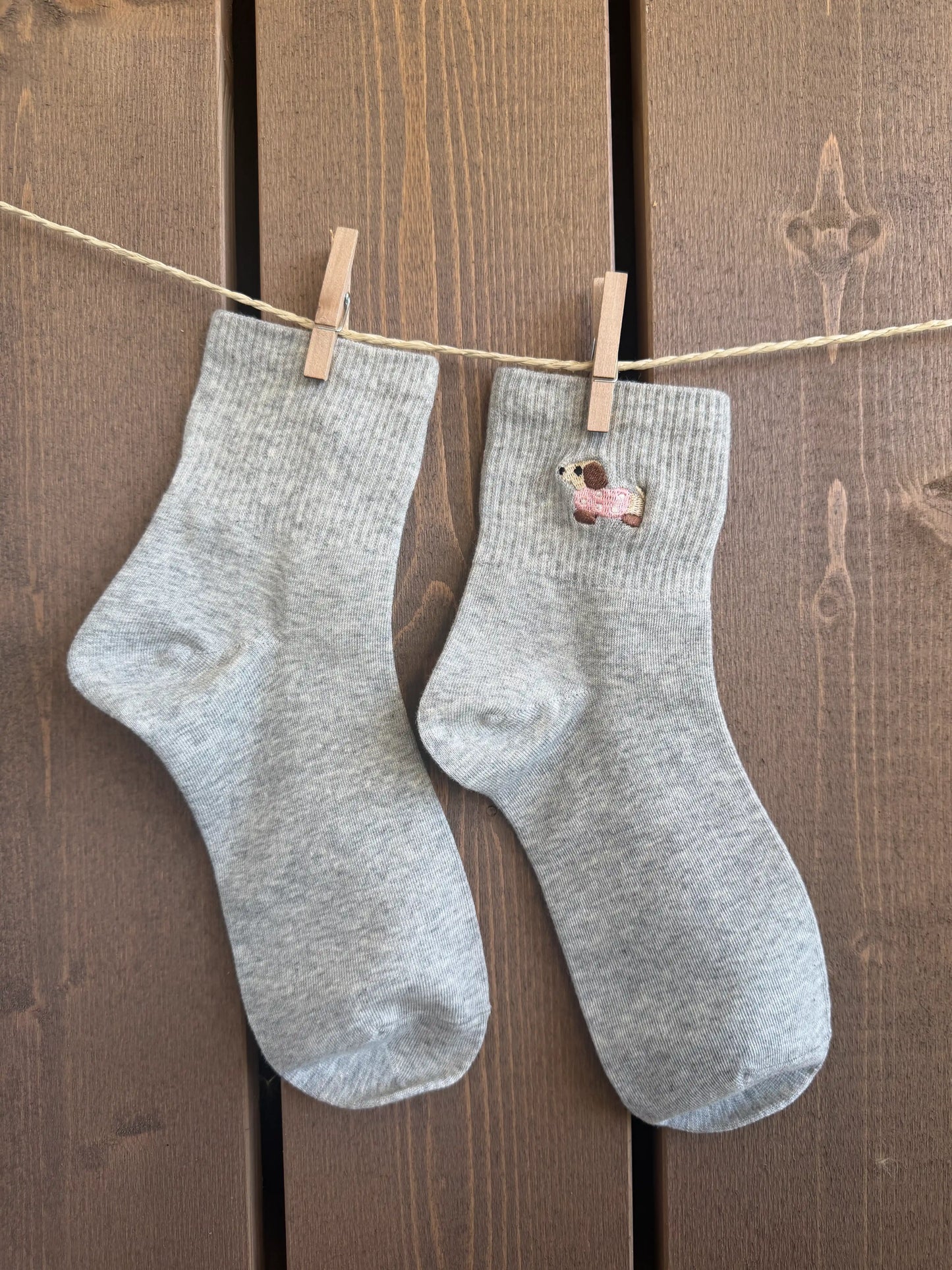 Socken "Dackel" Grau